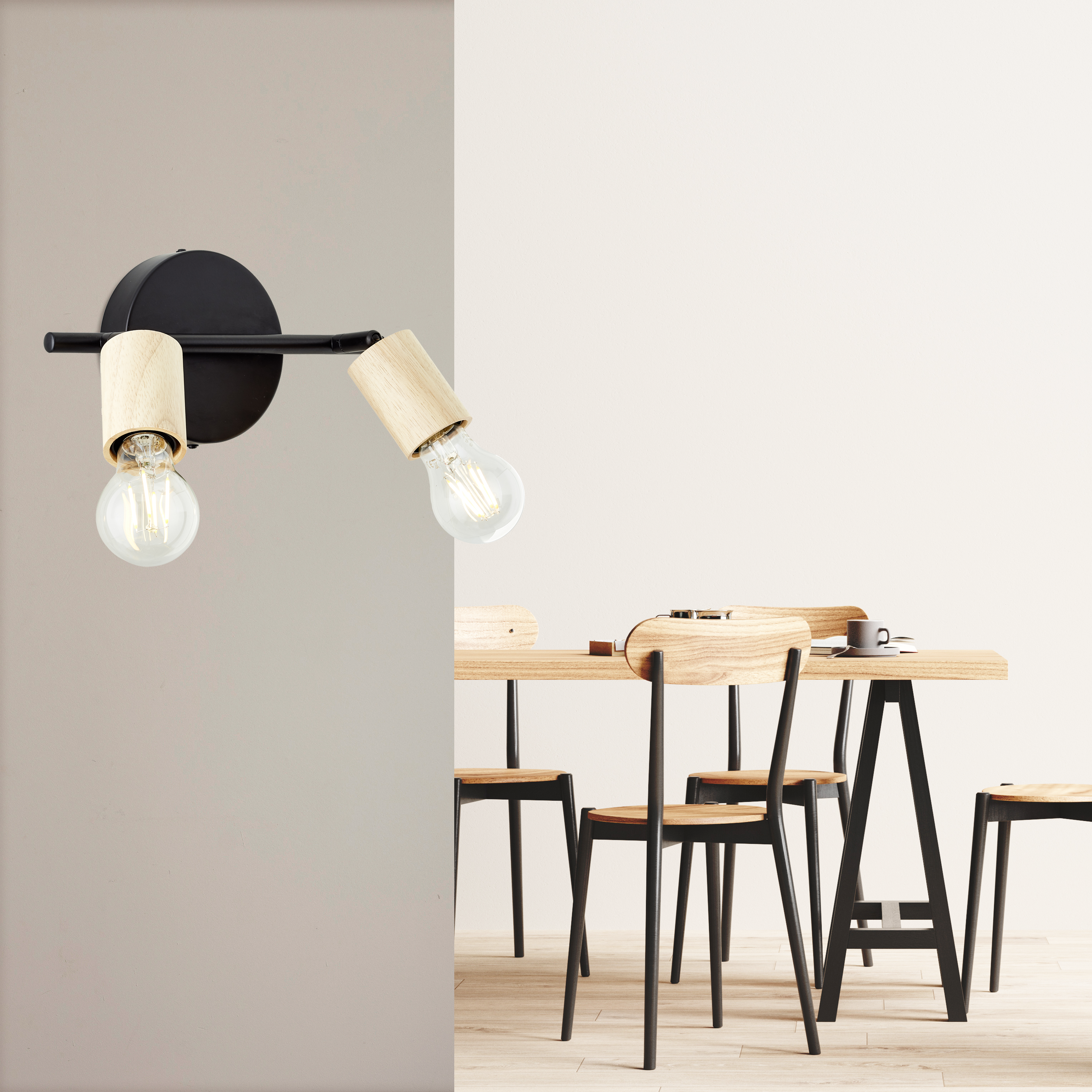 Faretto decorativo senza fonte luminosa LINA in acciaio nero E27 INSPIRE 2 luci - 6
