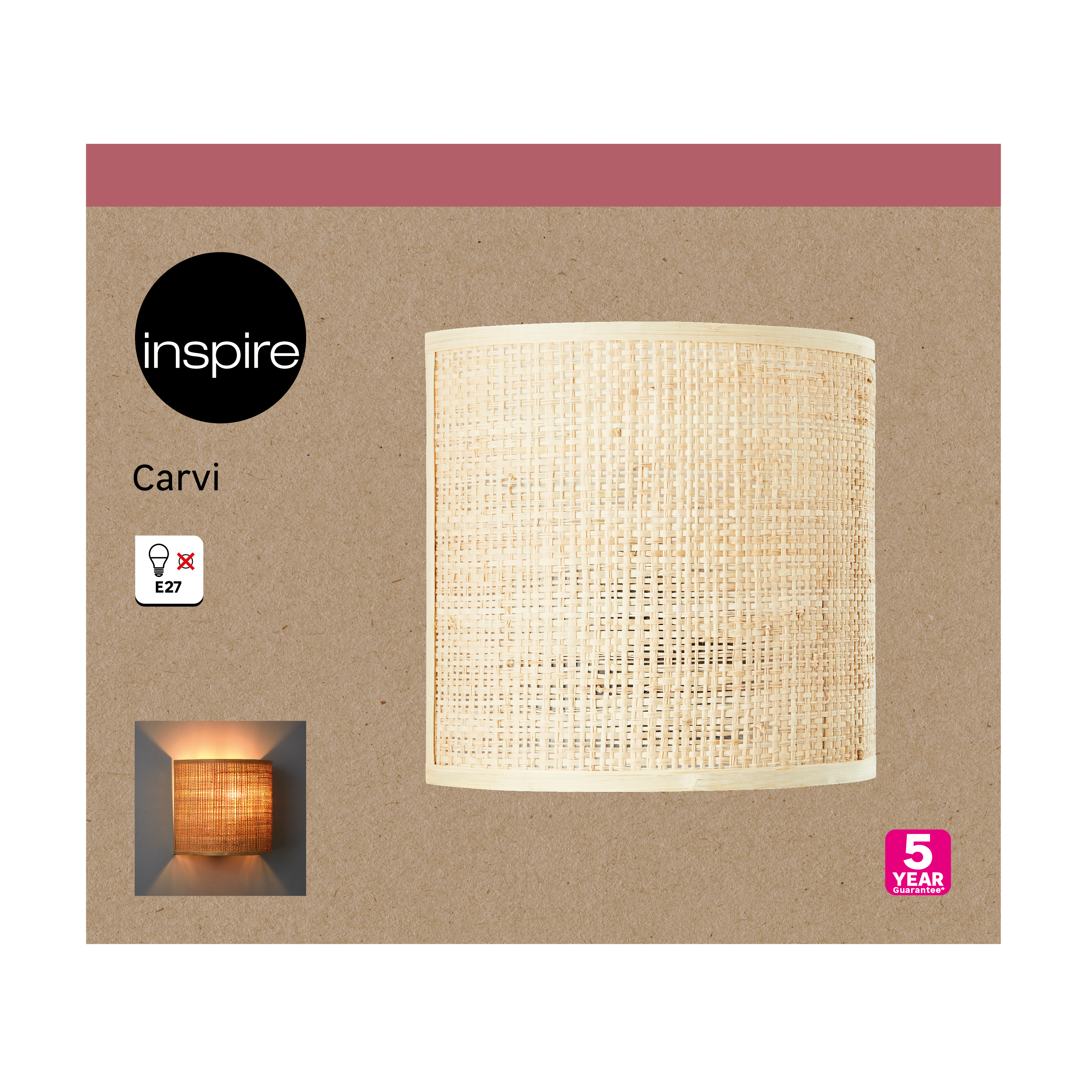 Kinkiet Carvi raffia E27 Inspire - 16