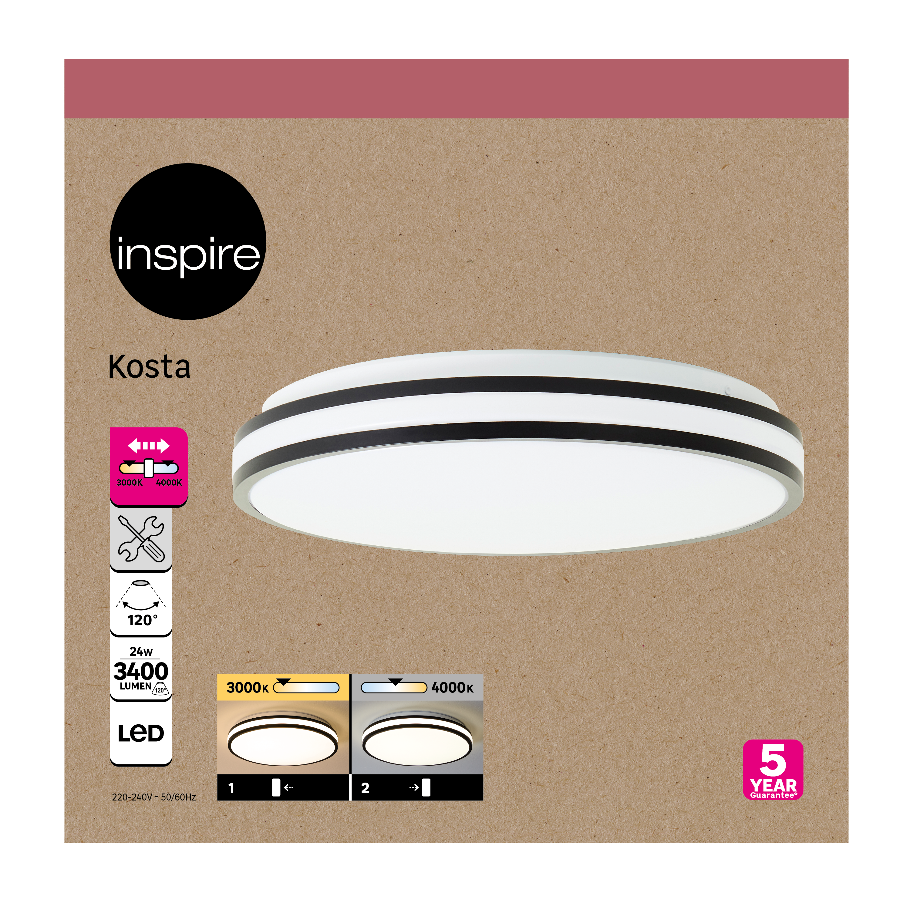 Plafon Kosta czarny śr. 40 cm LED Inspire - 8