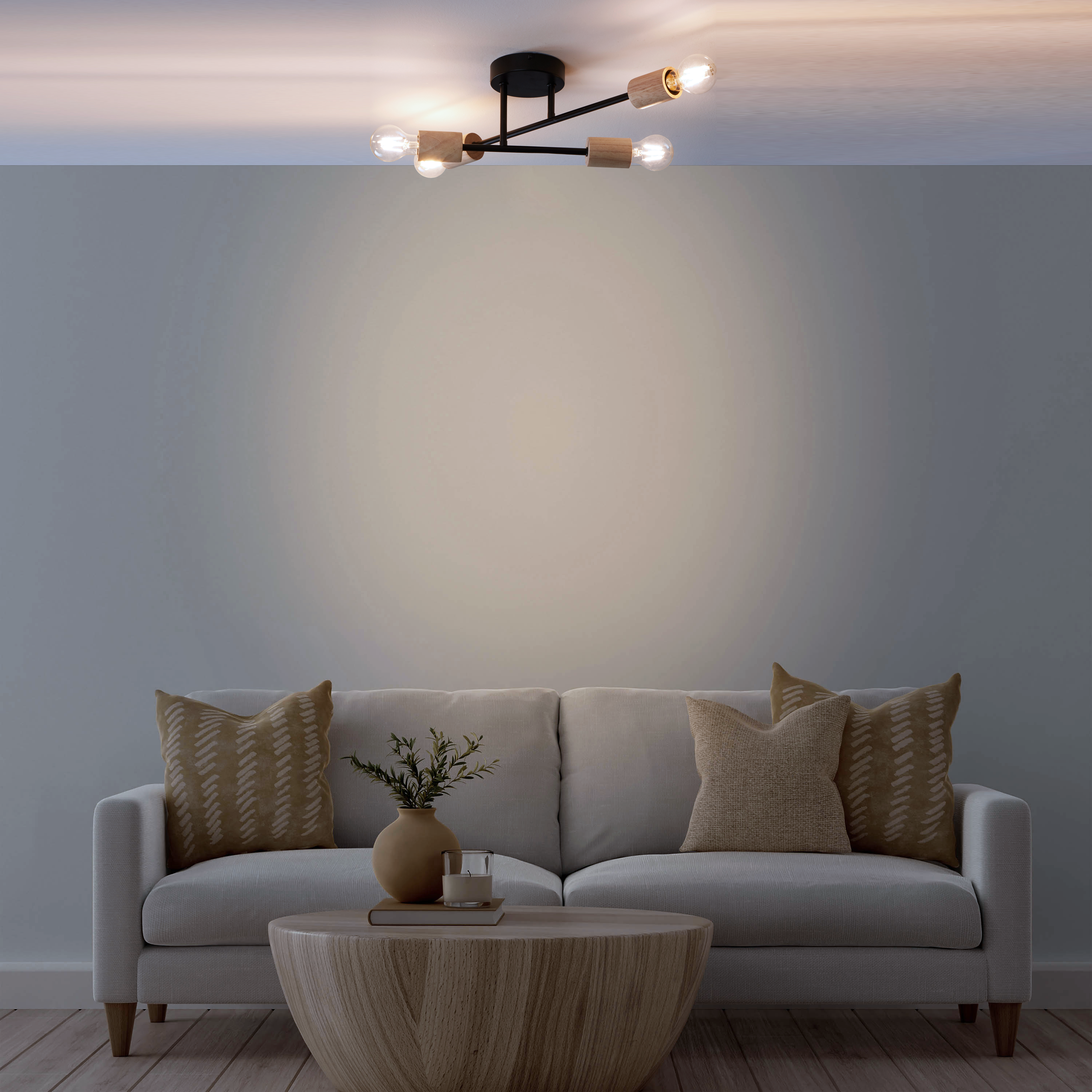 Lampa sufitowa Lina czarna bambus 4 x E27 Inspire - 8