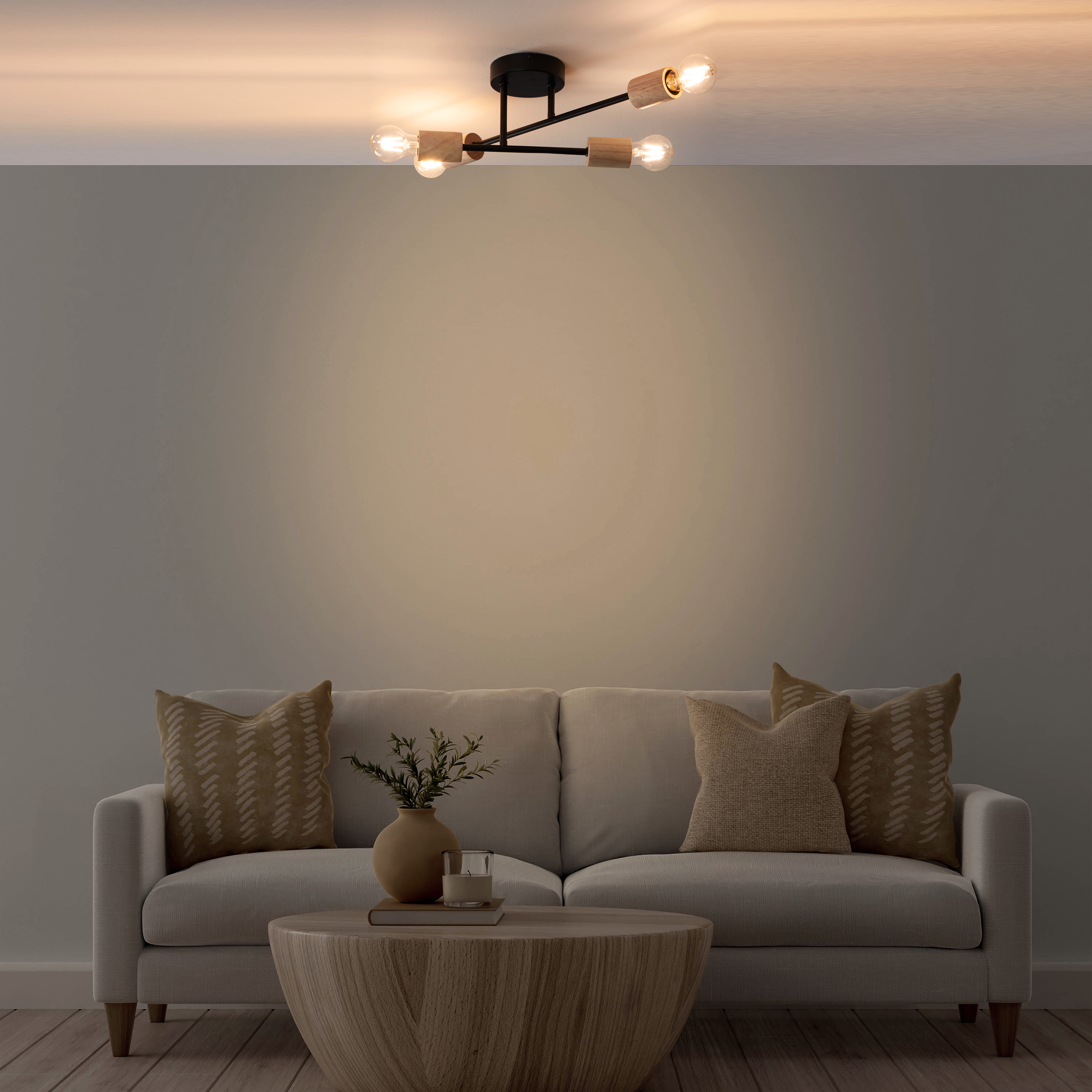 Lampa sufitowa Lina czarna bambus 4 x E27 Inspire - 7