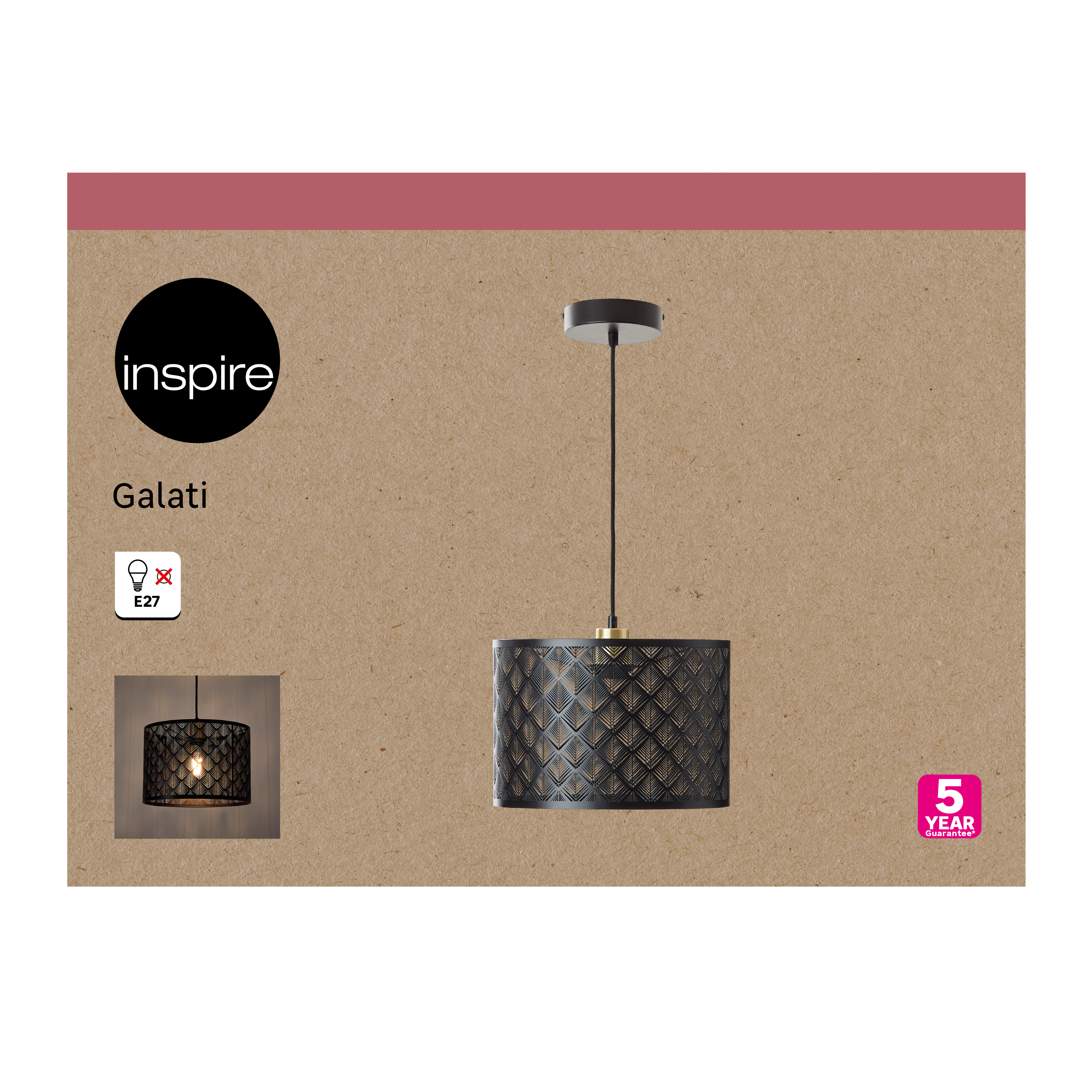 Suspension Galati acier, noir, Diam.30 cm INSPIRE, E27 - 12