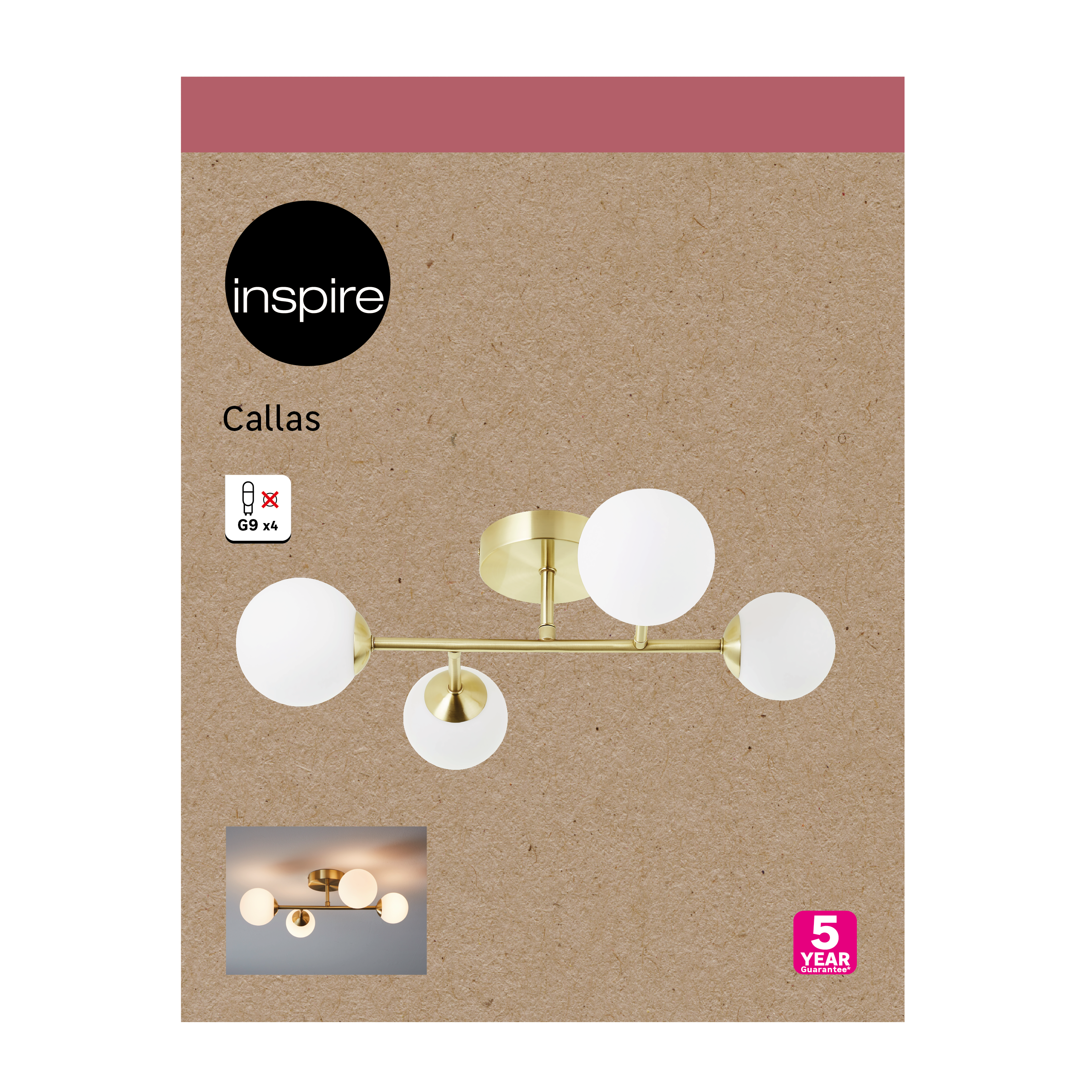 Lampa sufitowa Callas mosiądz 4 x G9 Inspire - 17