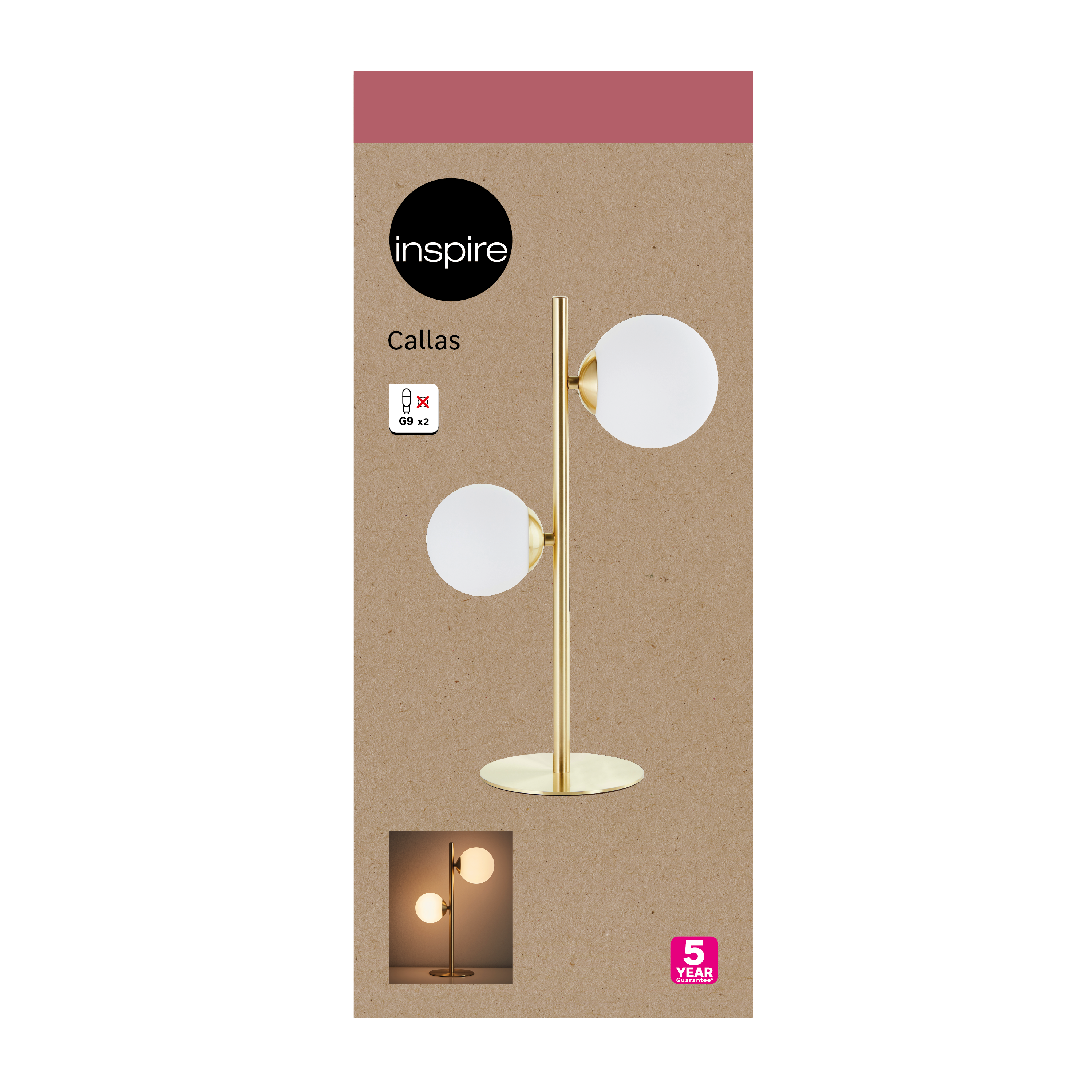 Lampa stołowa Callas mosiądz 2 x G9 Inspire - 21