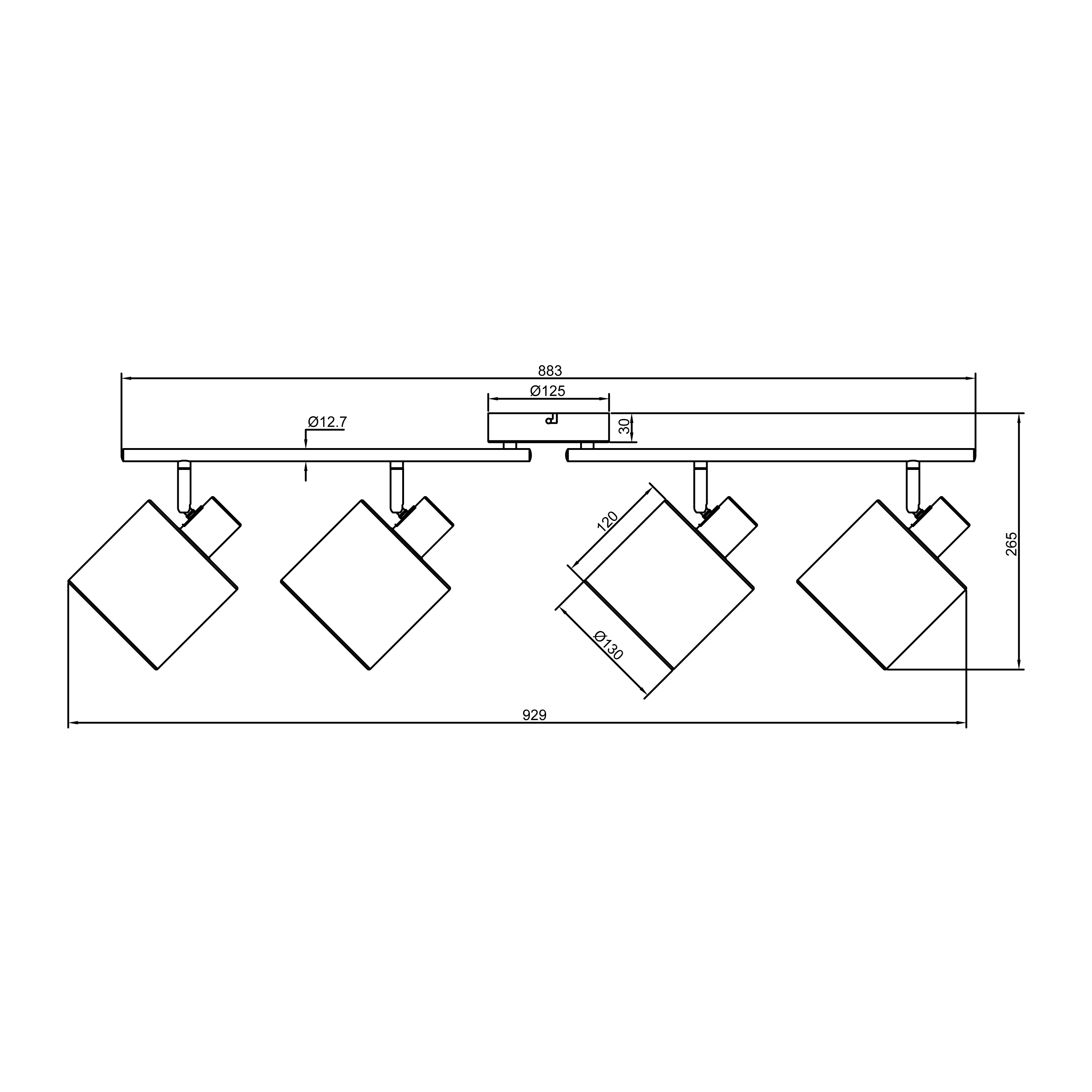 Foco decorativo INSPIRE CARVI 4 luzes 76 cm metal - 9