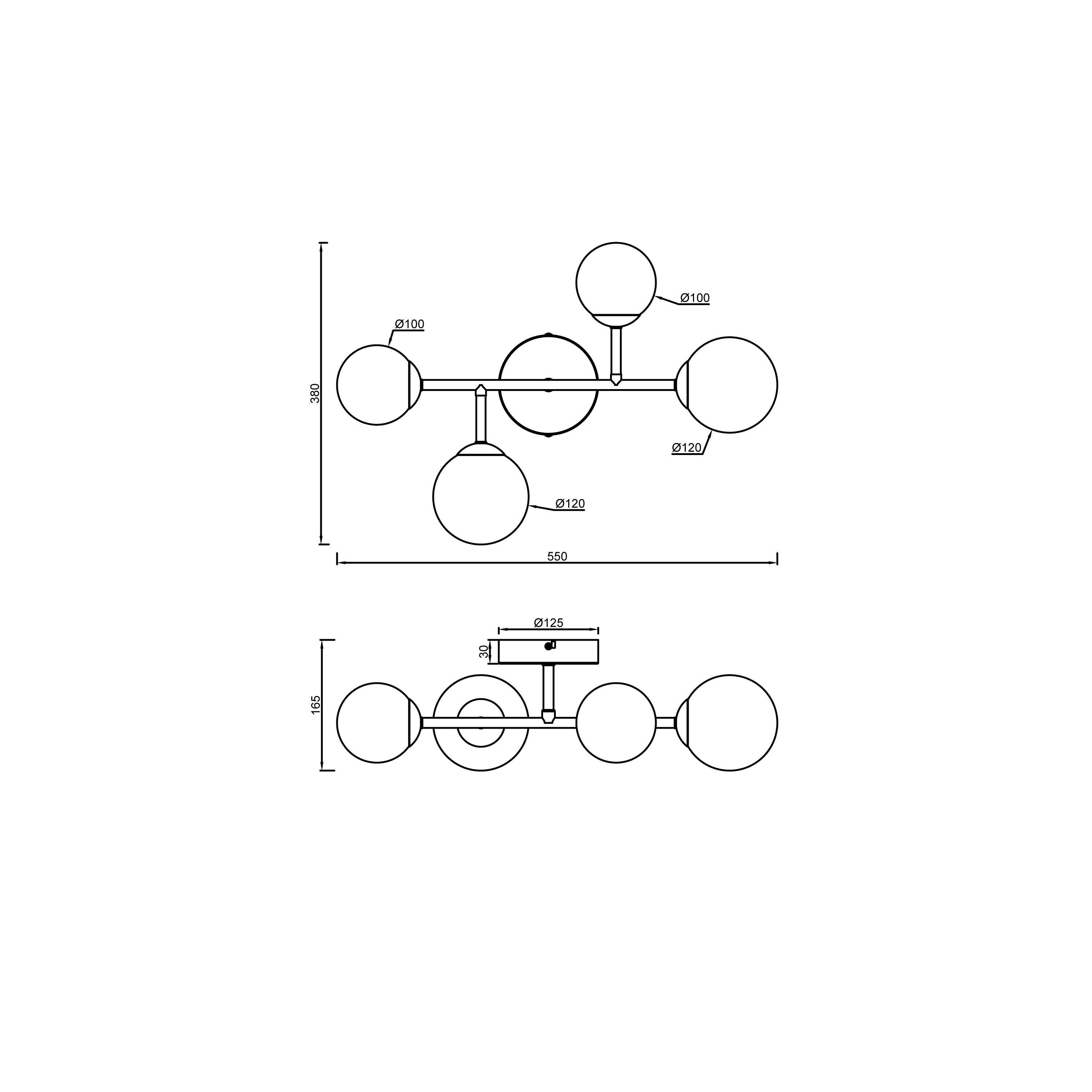 Plafonnier 4 x G9, glamour, laiton et verre opalin, Callas, INSPIRE L.55 cm - 9