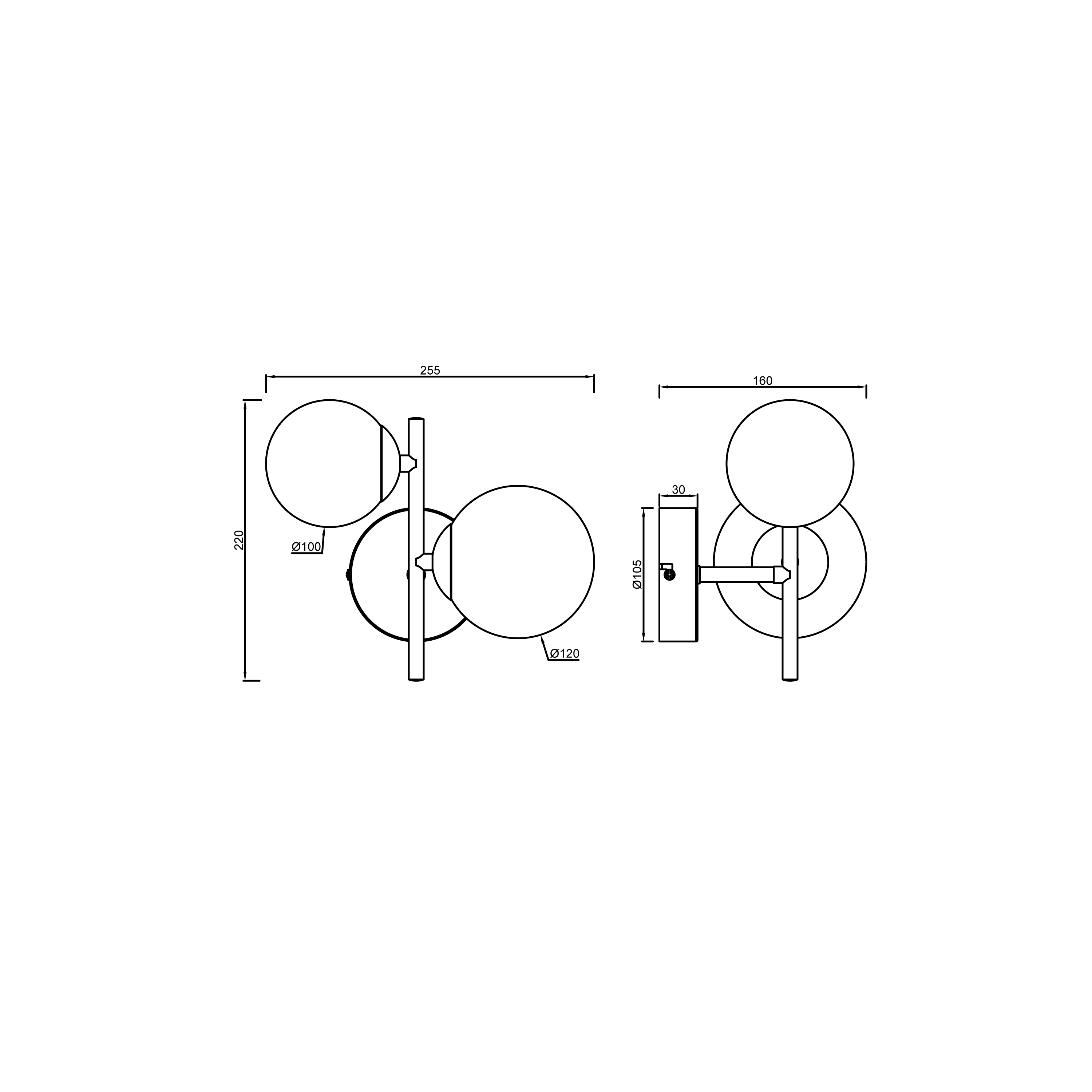 Applique murale G9, acier / cristal, laiton, Callas, INSPIRE - 14