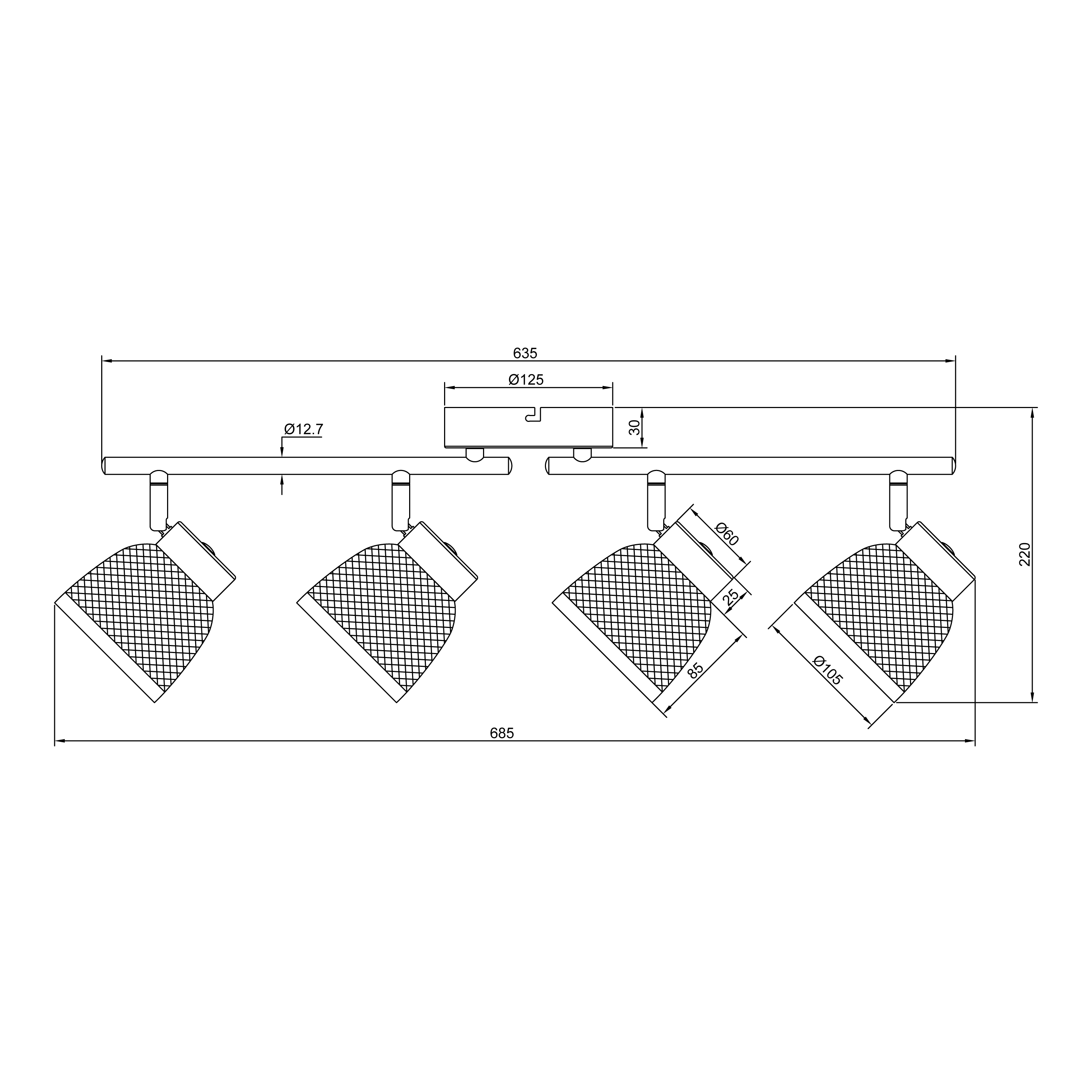 Candeeiro de teto INSPIRE NINON E14 4 LUZES D10.5CM PRETO - 10