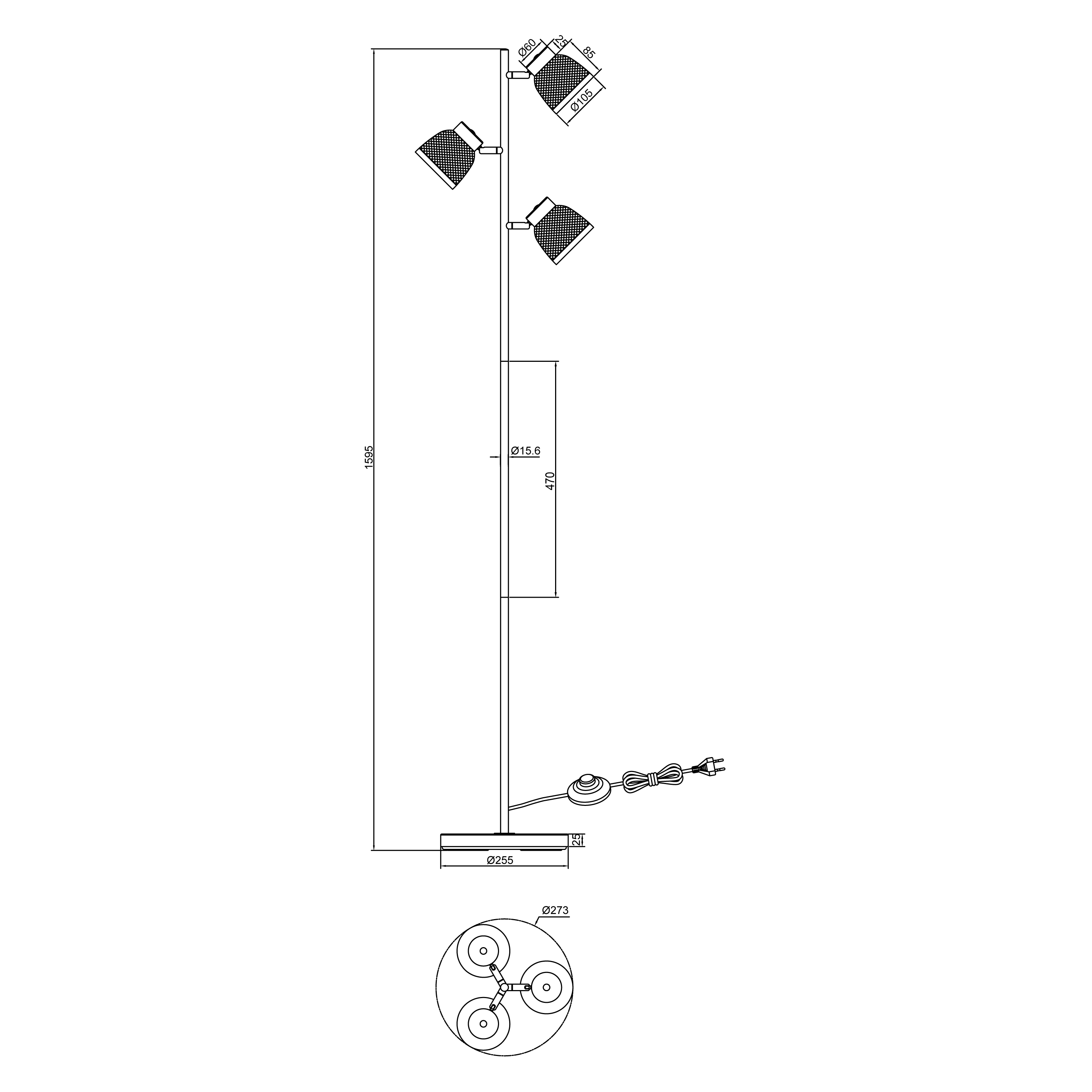 Lampa podłogowa Ninon czarna bambus E14 Inspire - 15