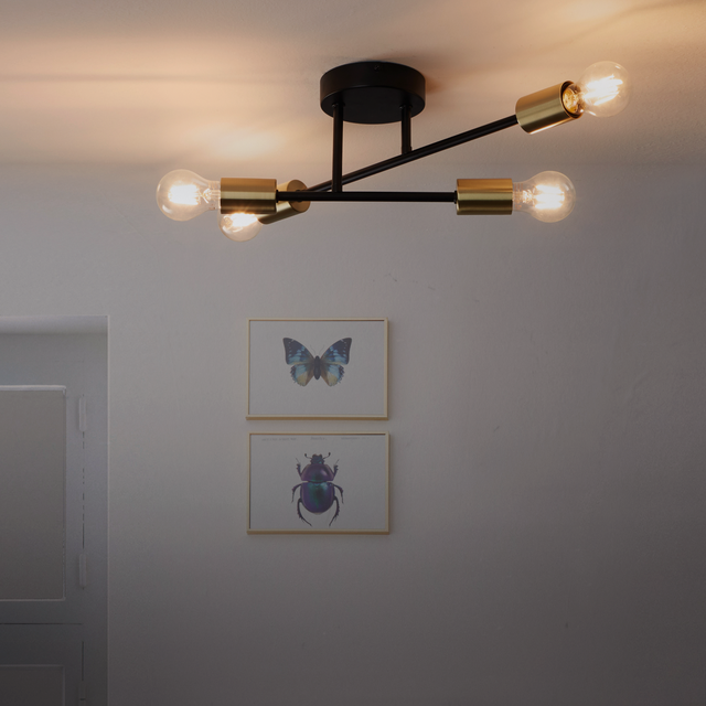 Lampa sufitowa Lina czarno-złota 4 x E27 Inspire