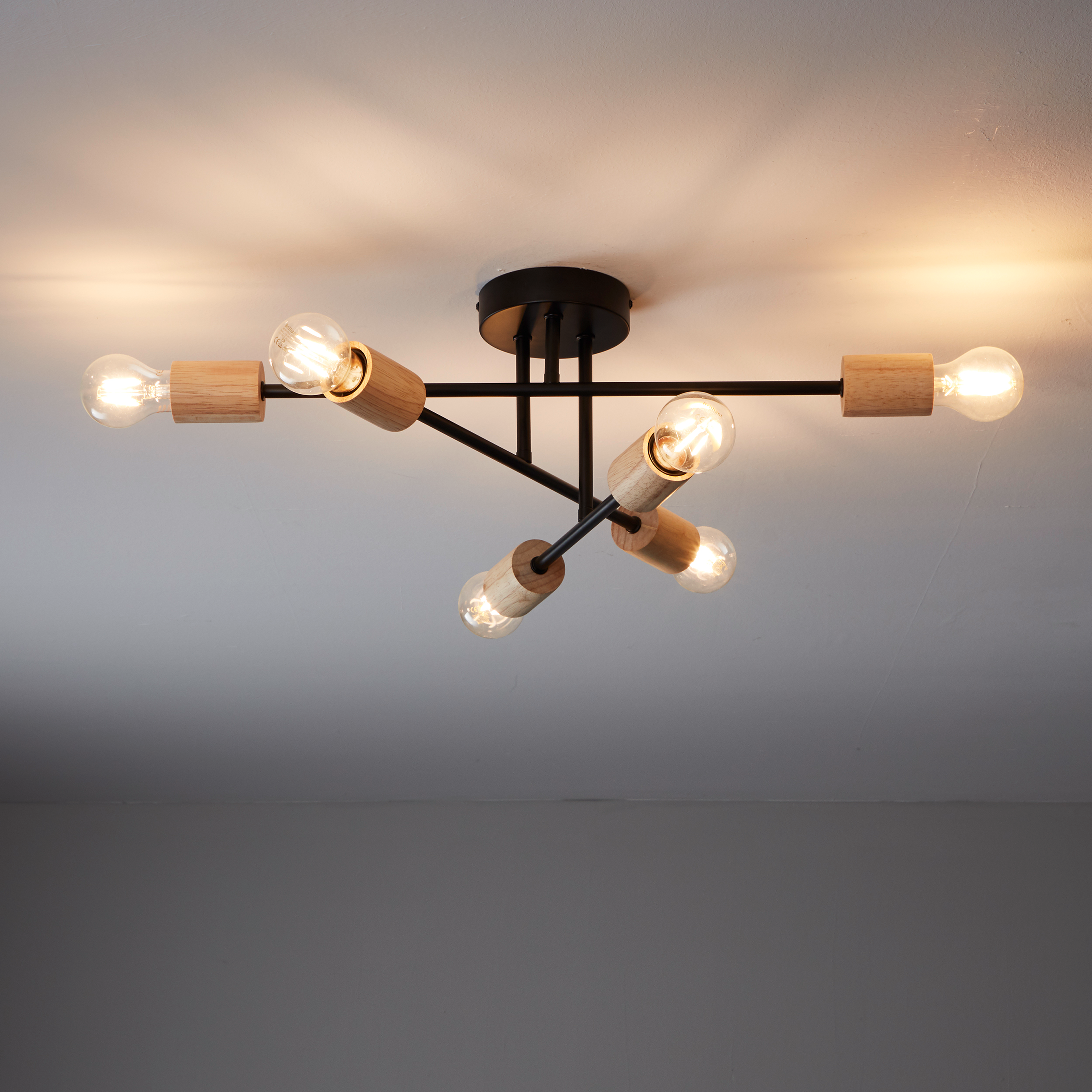 Lampa sufitowa Lina czarna bambus 6 x E27 Inspire - 6