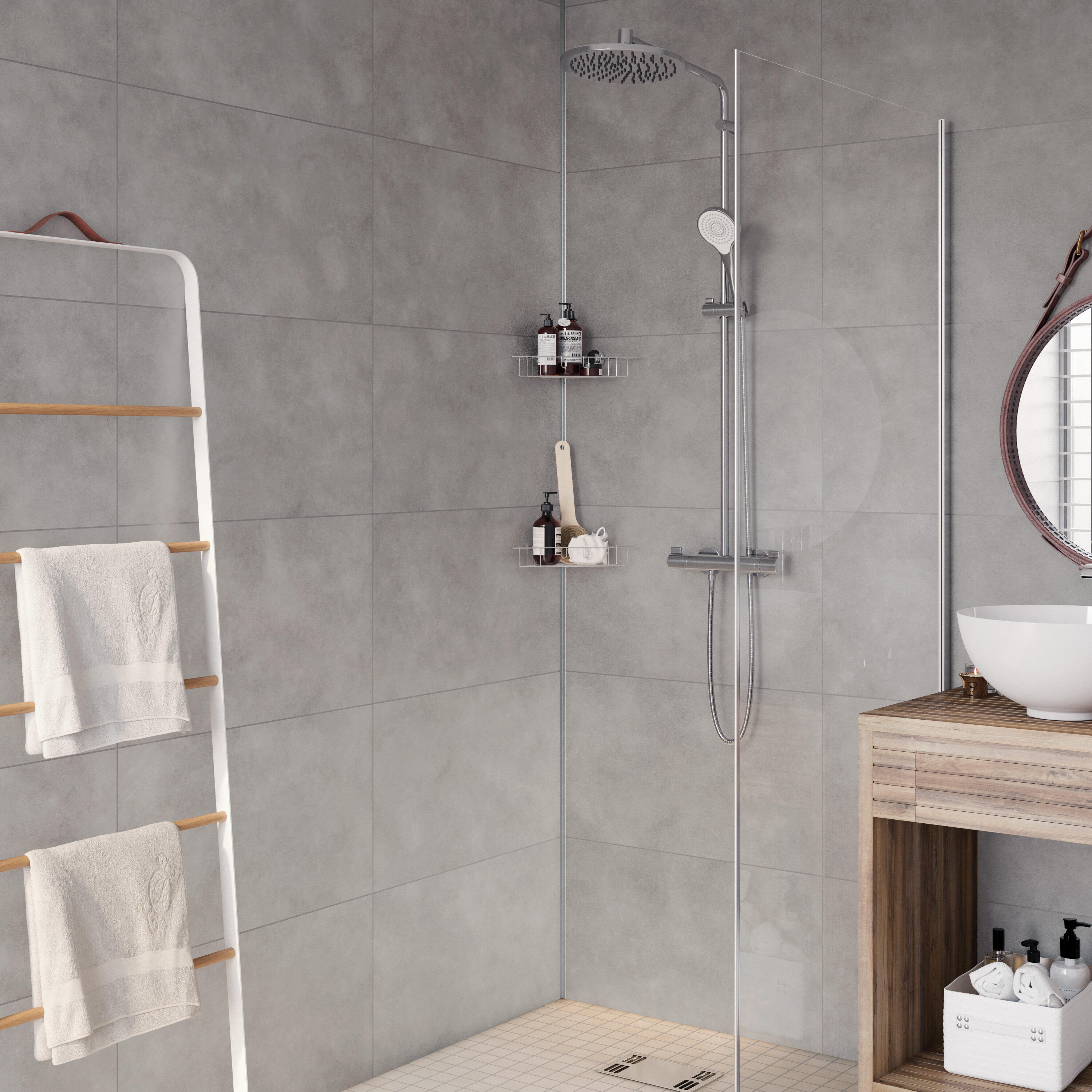 Panele winylowe ścienne wodoodporne do łazienki Beton Ciemny Szary 70 x 40 cm 2.24m2 Artens - 8