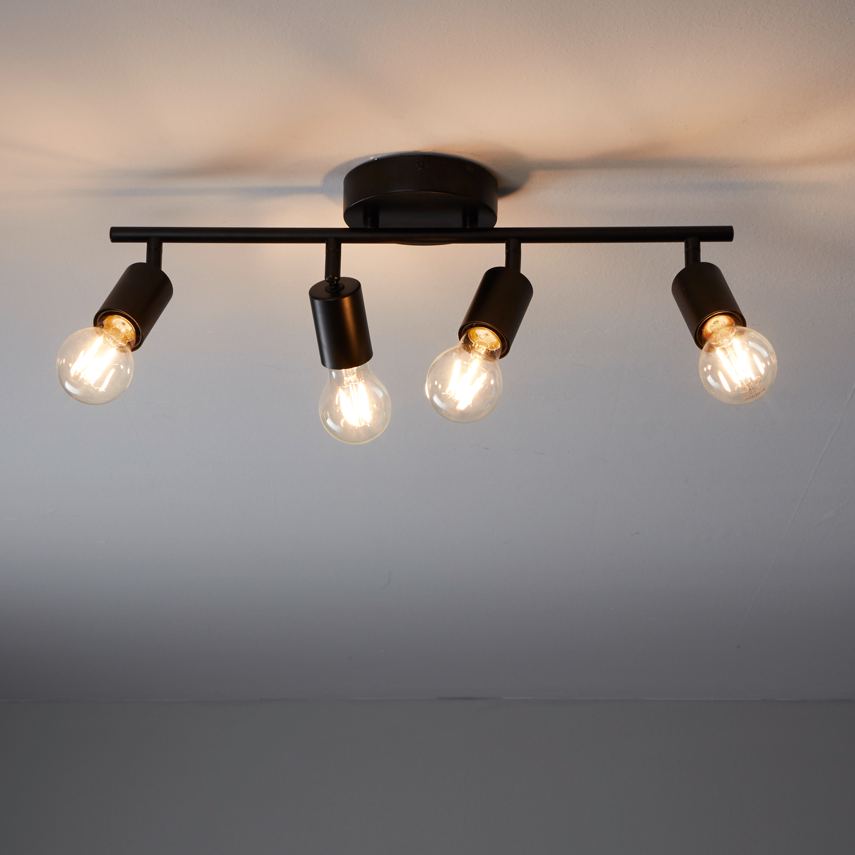 Rampe 4 spots, métal noir, E27, INSPIRE Lina - 2