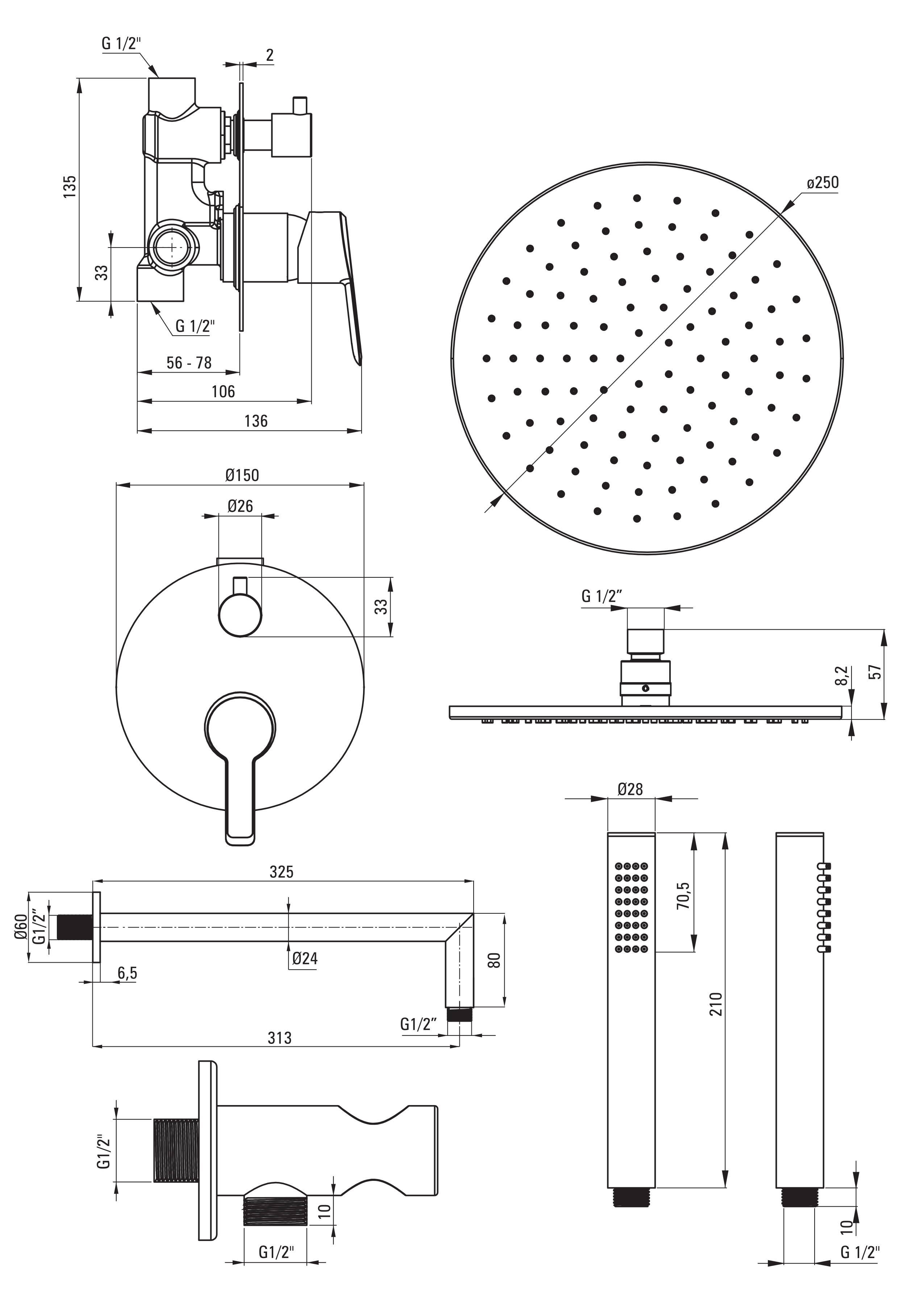 System podtynkowy czarny Cejlo Deante - 3