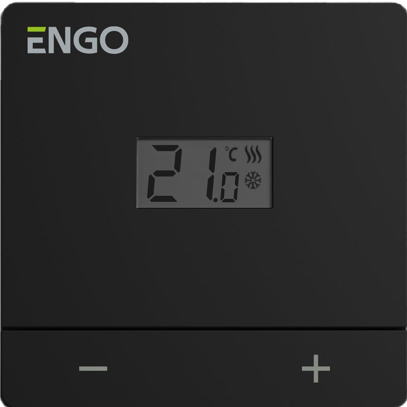 Przewodowy natynkowy regulator temperatury, bateryjny, czarny EASYBATB ENGO