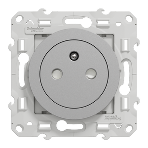 Prise avec terre affleurante à assembler Odace, SCHNEIDER ELECTRIC, aluminium