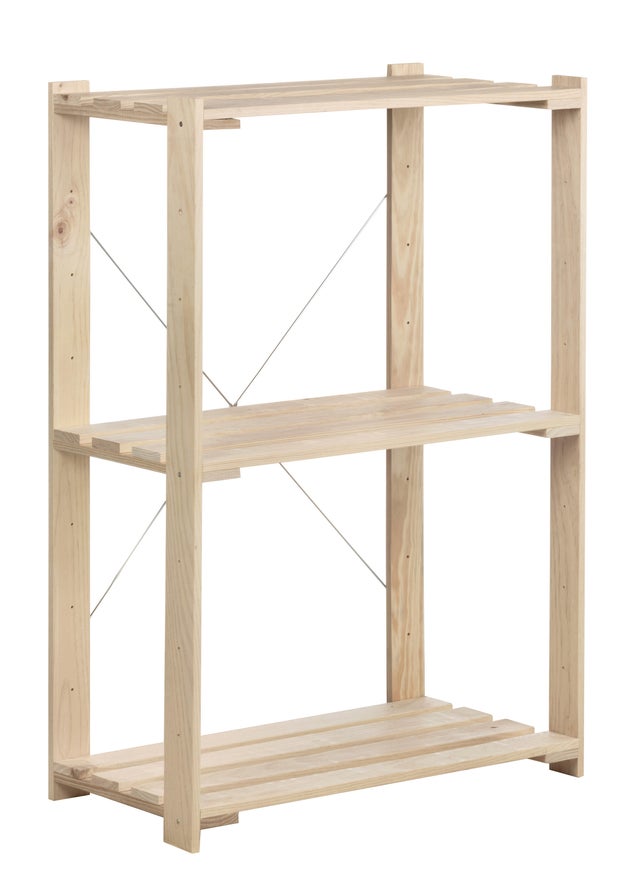 Scaffale in kit ASTIGARRAGA Nova 3 ripiani L 76.5 x P 38.5 x H 110 cm in legno beige, portata per ripiano 75 kg