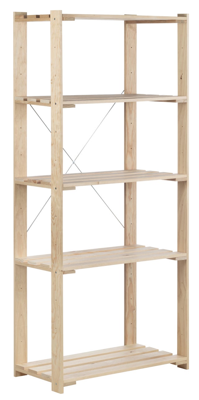 Estantería de madera en bruto con 5 baldas ASTIGARRAGA carga máxima 375 kg 174.5x76.5x38.5cm