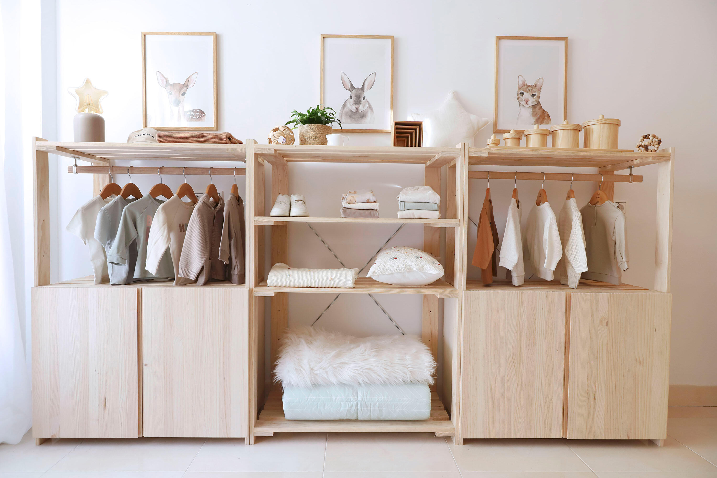 Roupeiro aberto baixo madeira natural 76,5x110x38,5 cm Astigarraga - 13