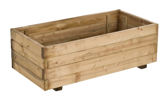 Jardinera rectangular de madera CERLAND 411 40 x 27 x 27 cm marrón
