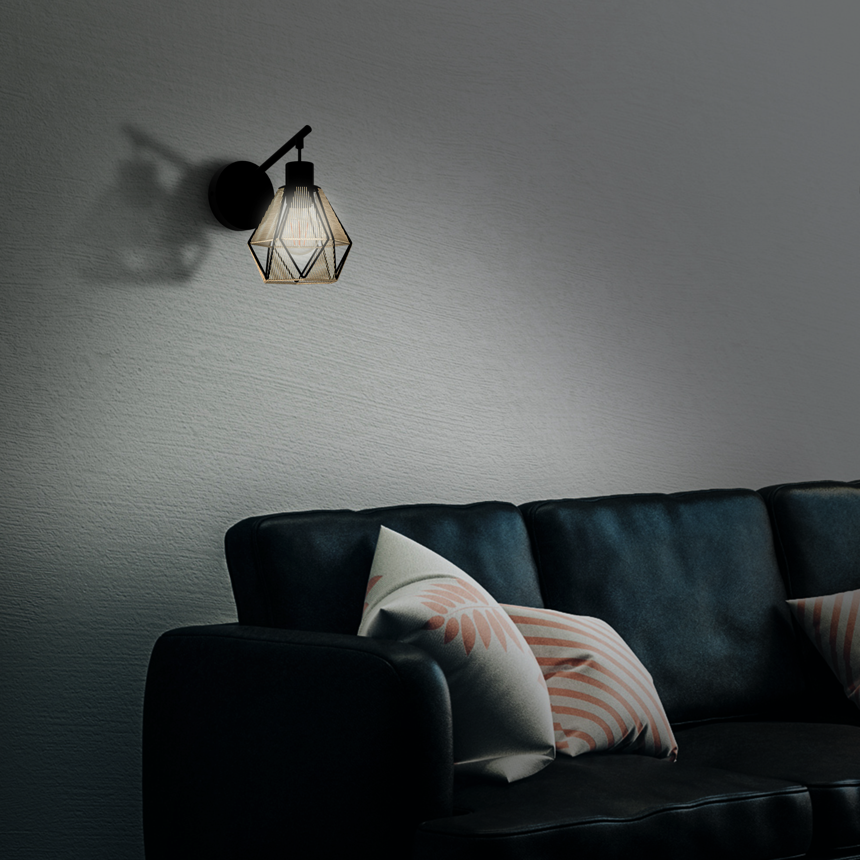 Kinkiet Pyros czarny raffia E27 Inspire - 6