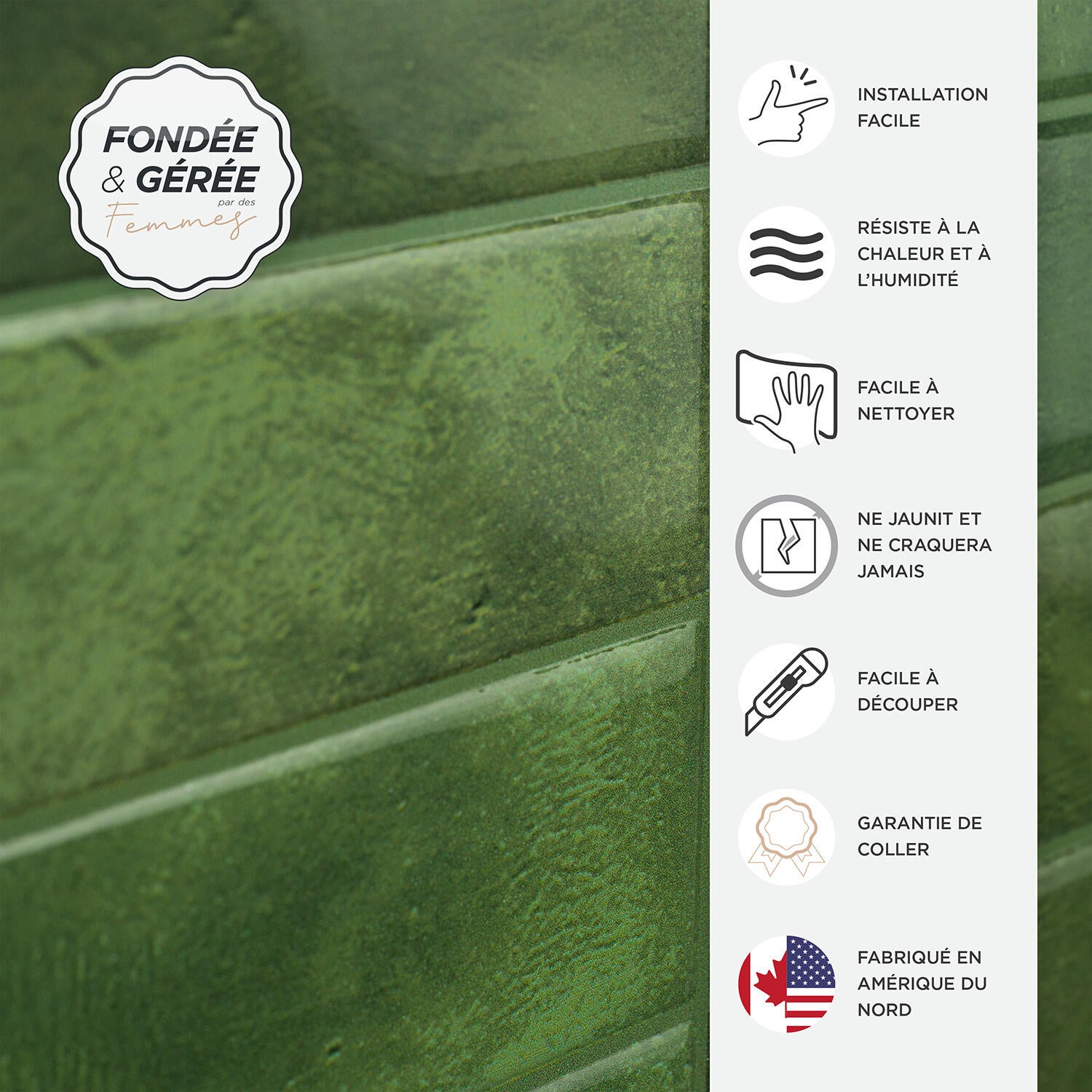 Lot de 4 adhésif décoratif SMART TILES Morocco, vert l.0.228 x L.0.2903 m - 5