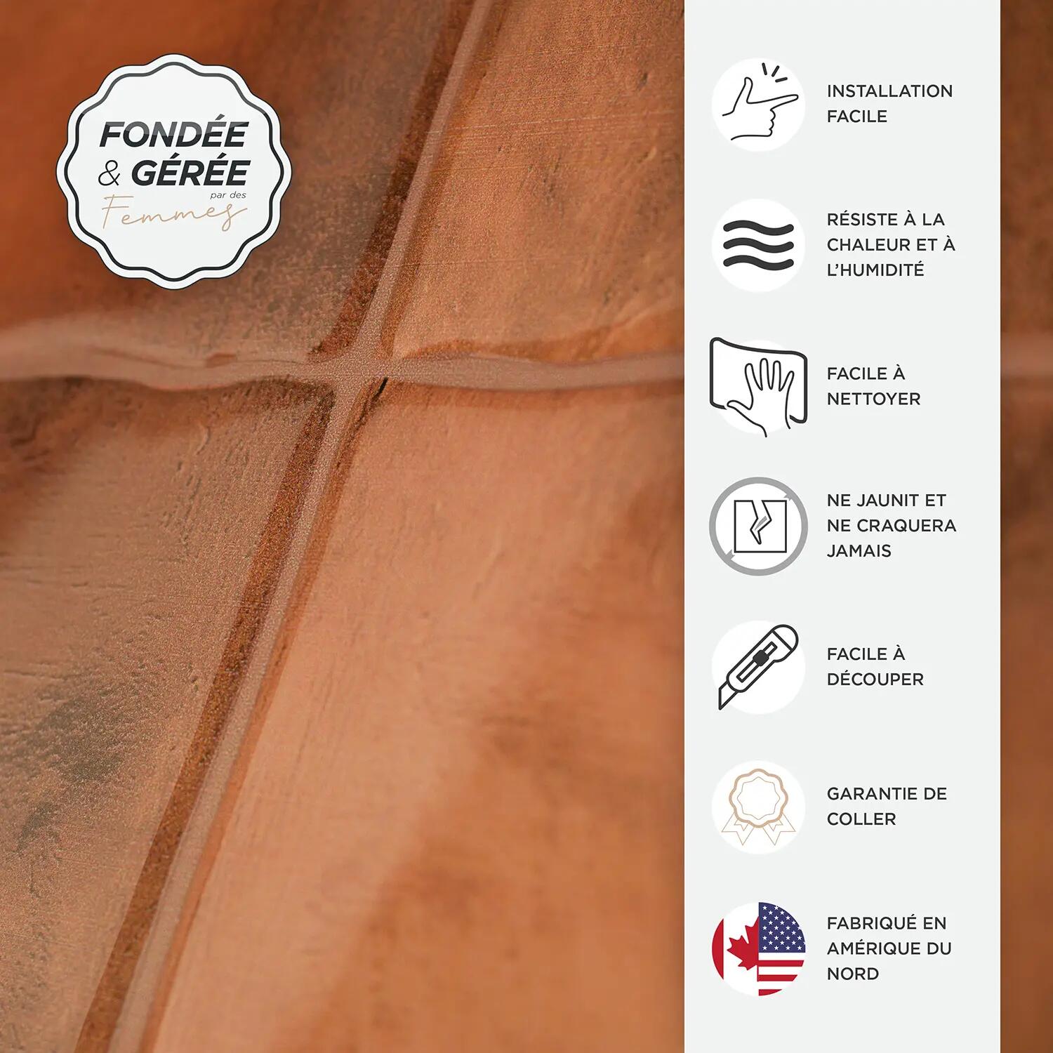 Lot de 4 crédences adhésives Smartiles Zellige safi, orange, 23 cm x 23 cm - 6