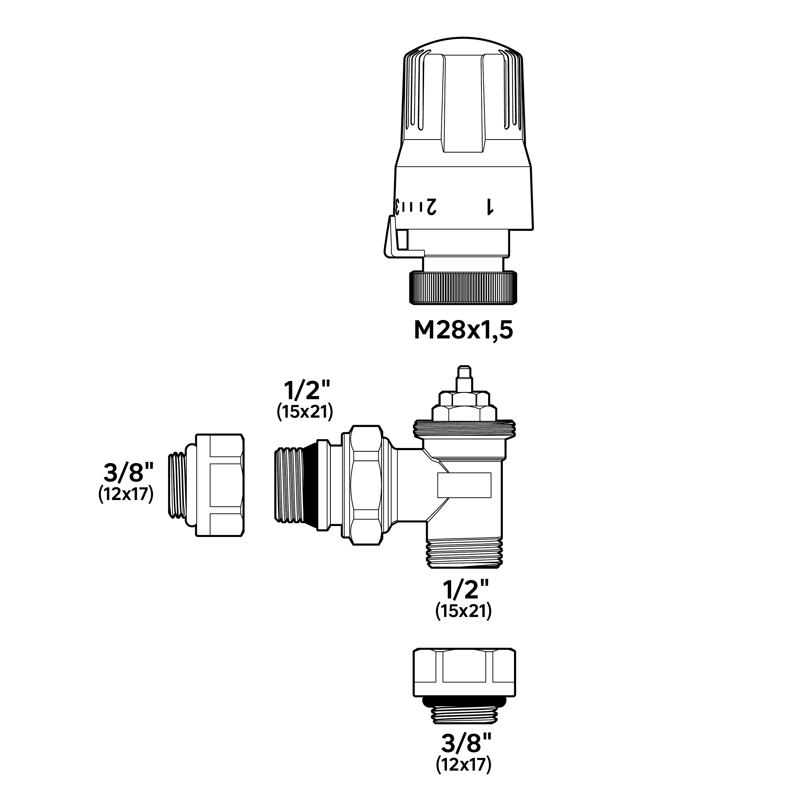 Kit thermostatique de régulation Mâle 1/2