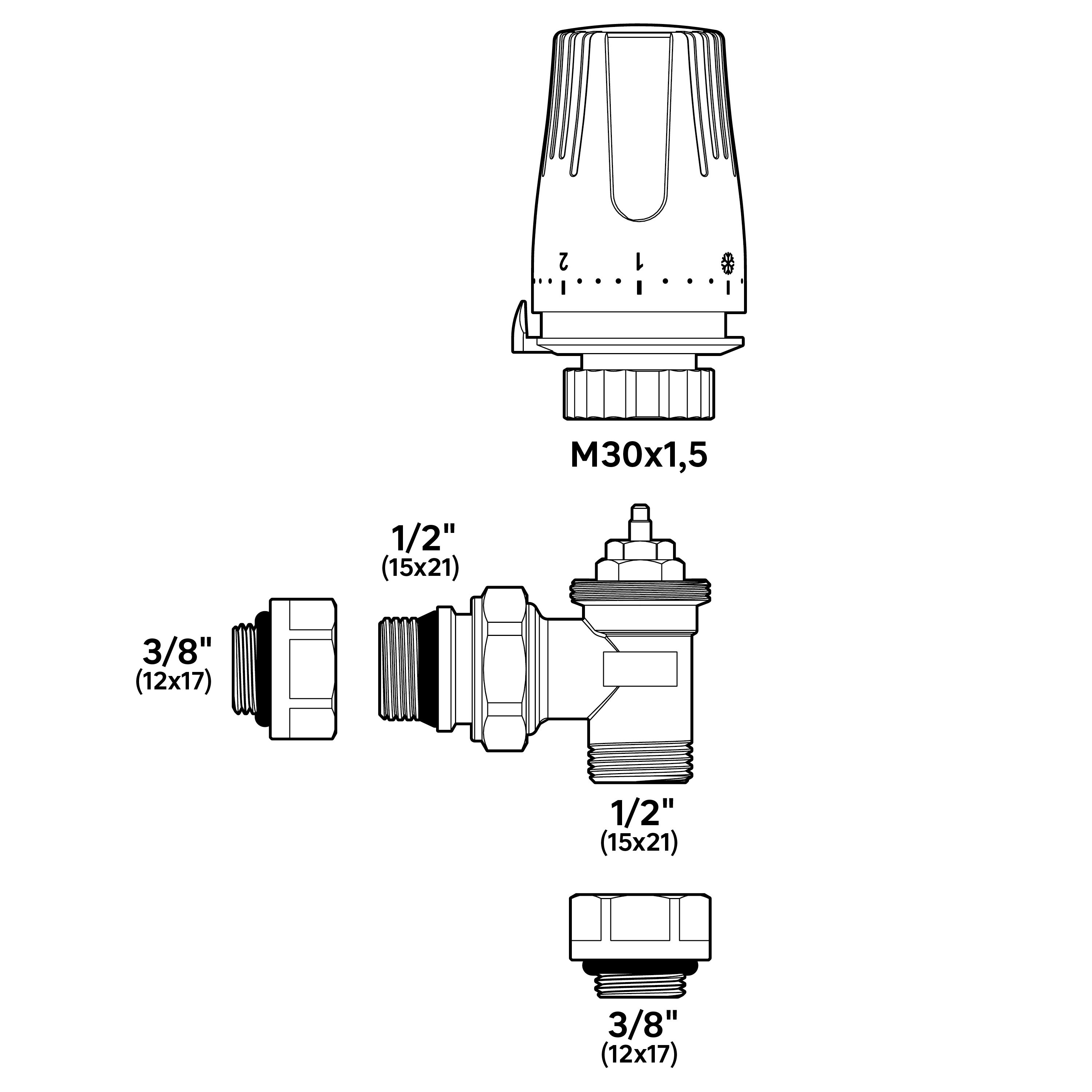 Kit thermostatique de régulation Mâle 1/2