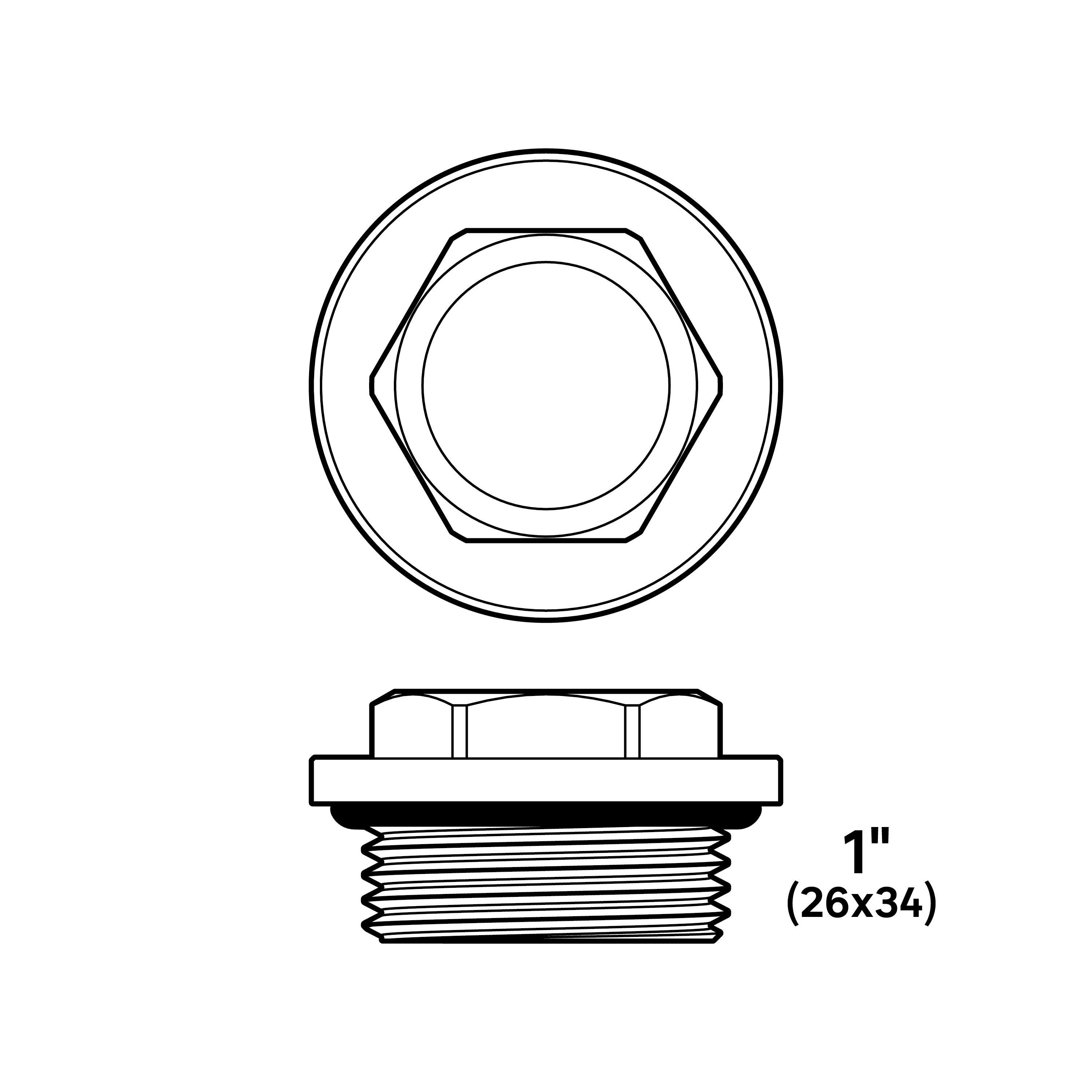 Tampão 1” 26/34 MM macho direito branco Equation - 3