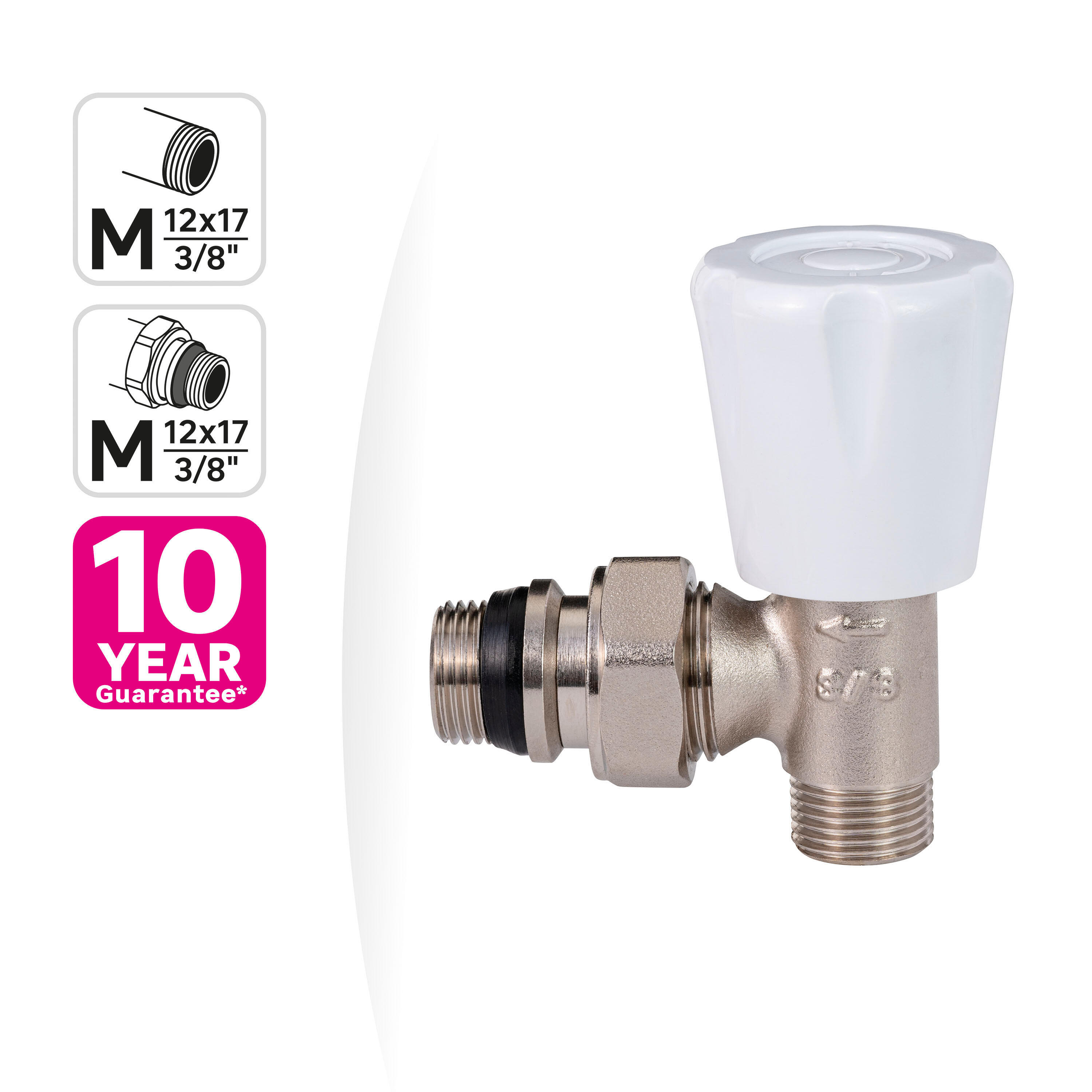 Valvula escuadra de compresión de 3/8