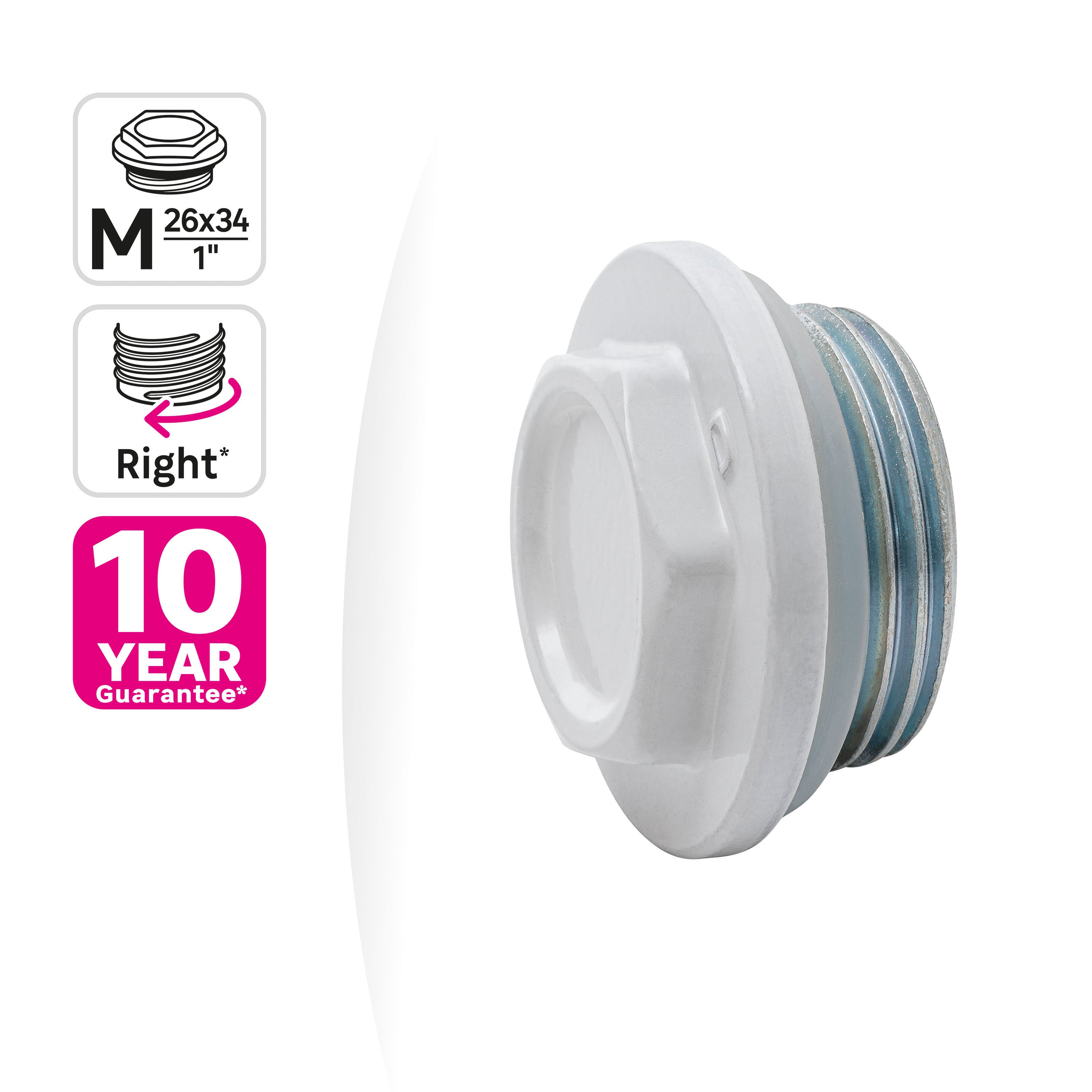 Tampão 1” 26/34 MM macho direito branco Equation - 4