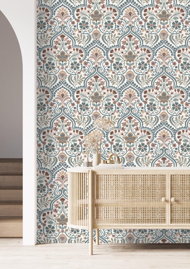 Papier peint intissé William bohême vert céladon