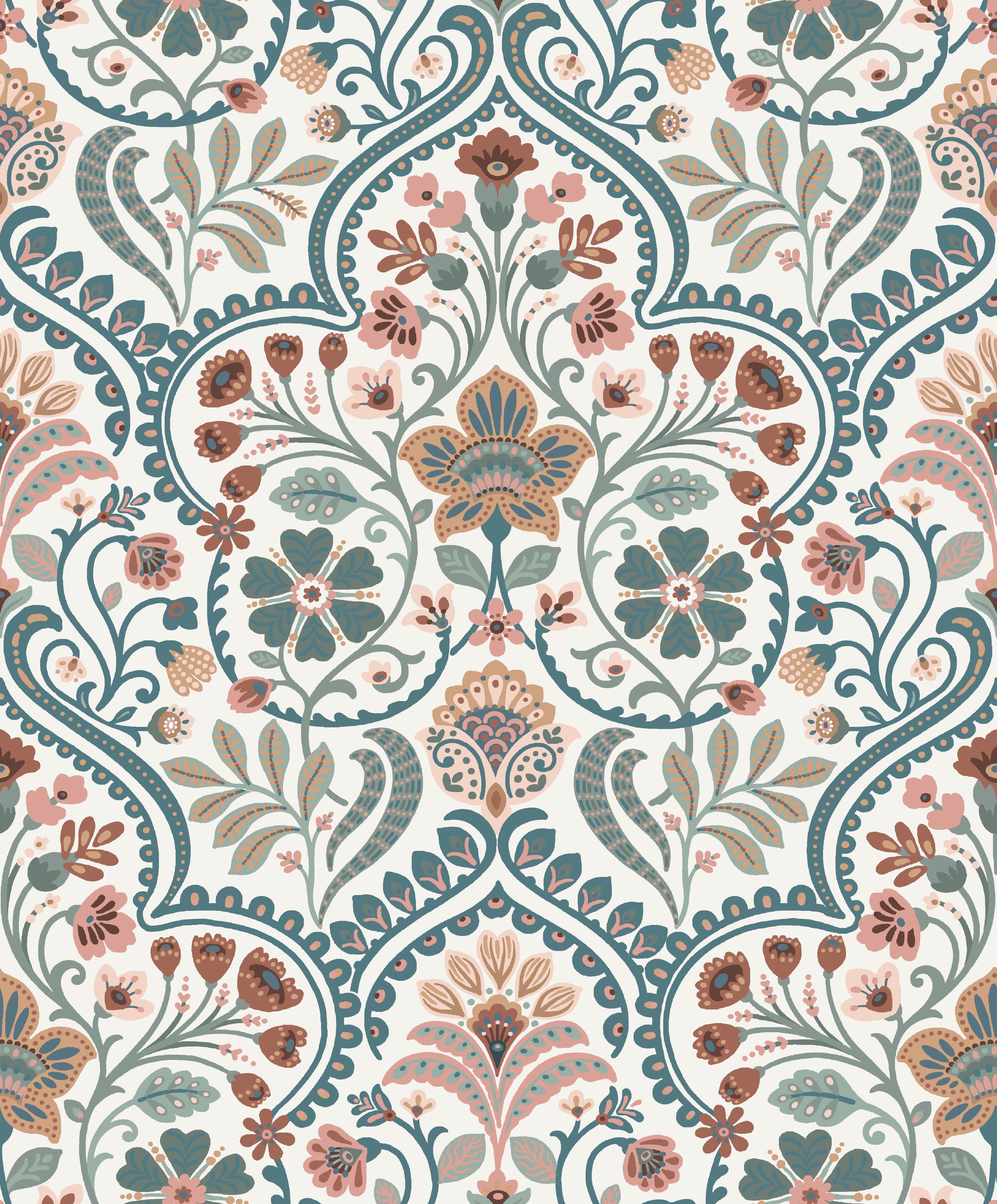 Papier peint intissé William bohême vert céladon - 2