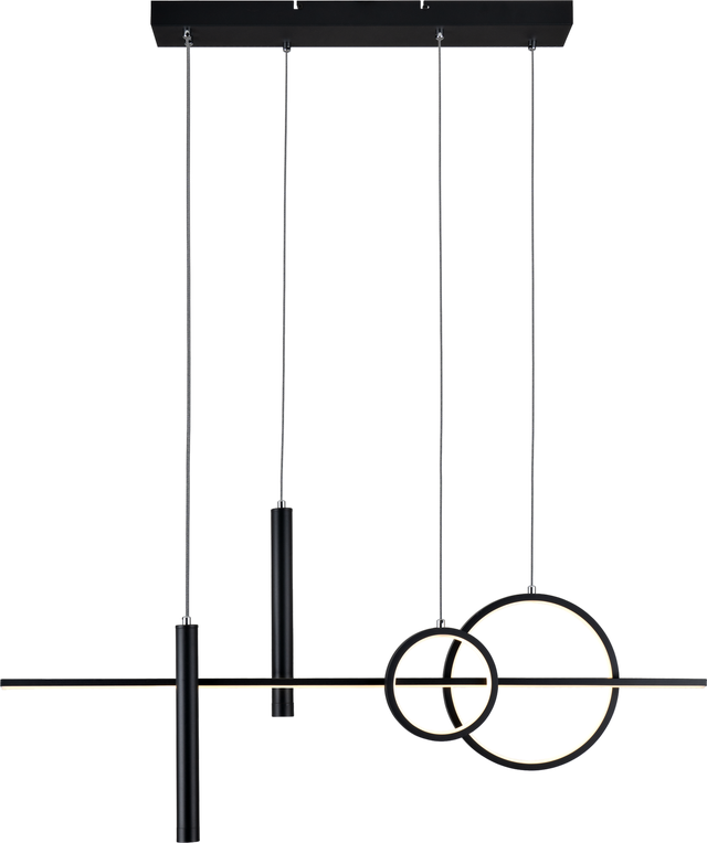 Lampadario LED design Leslie nero, luce naturale 2000 lumen, NOVECENTO