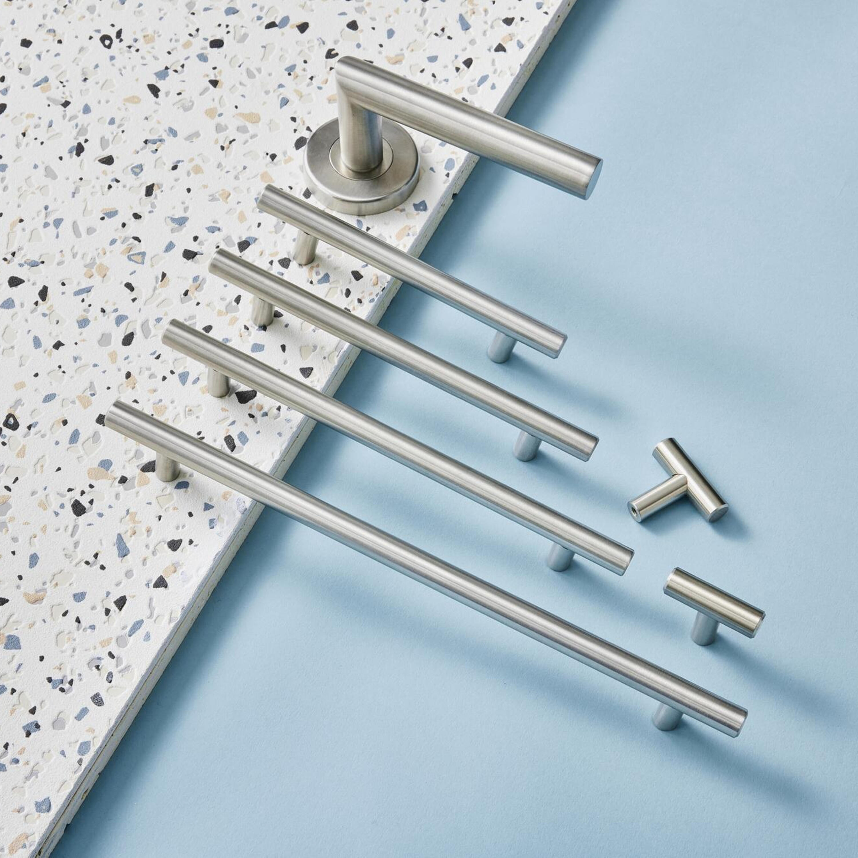 4 Puxadores para móvel asa aço inoxidável escovado prateado 96 mm Inspire Sara - 6