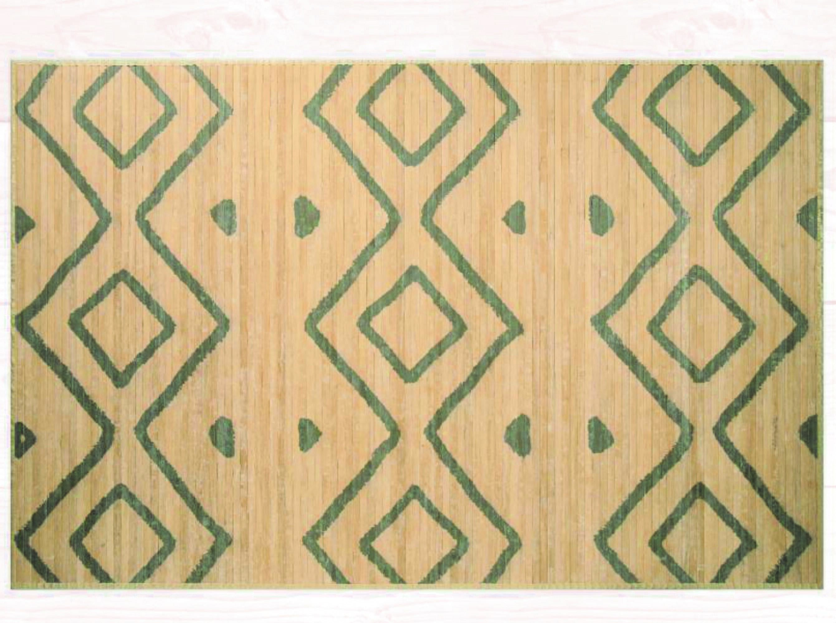 Alfombra pie de cama bambú kenia rombos natural 80x150cm