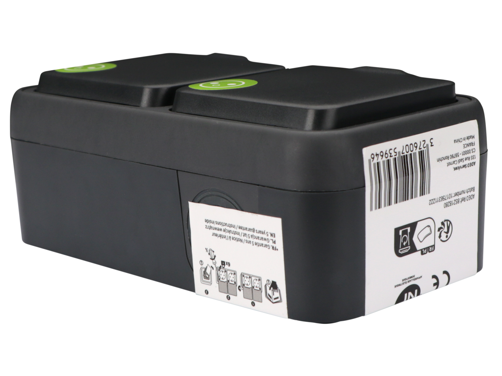 Double prise avec terre étanche complet Trail, LEXMAN anthracite - 10