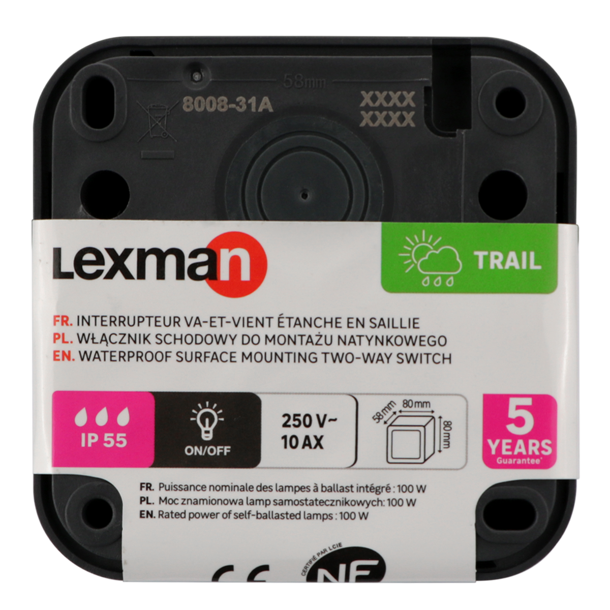 Interrupteur va-et-vient Trail,LEXMAN anthracite - 8