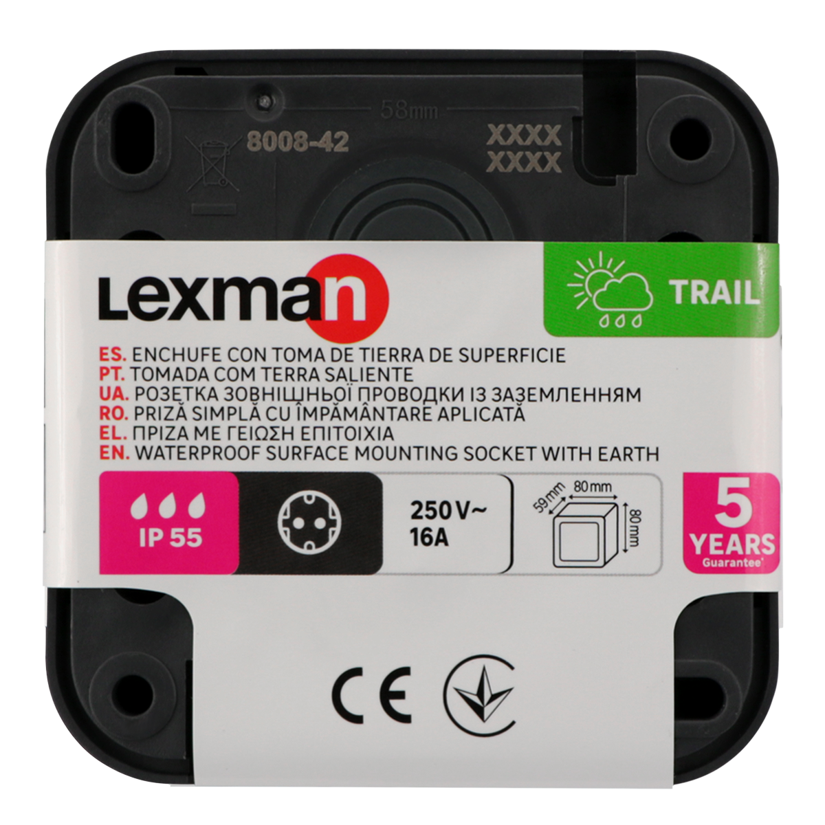 Enchufe schuko LEXMAN Trail IP55 color antracita - 9