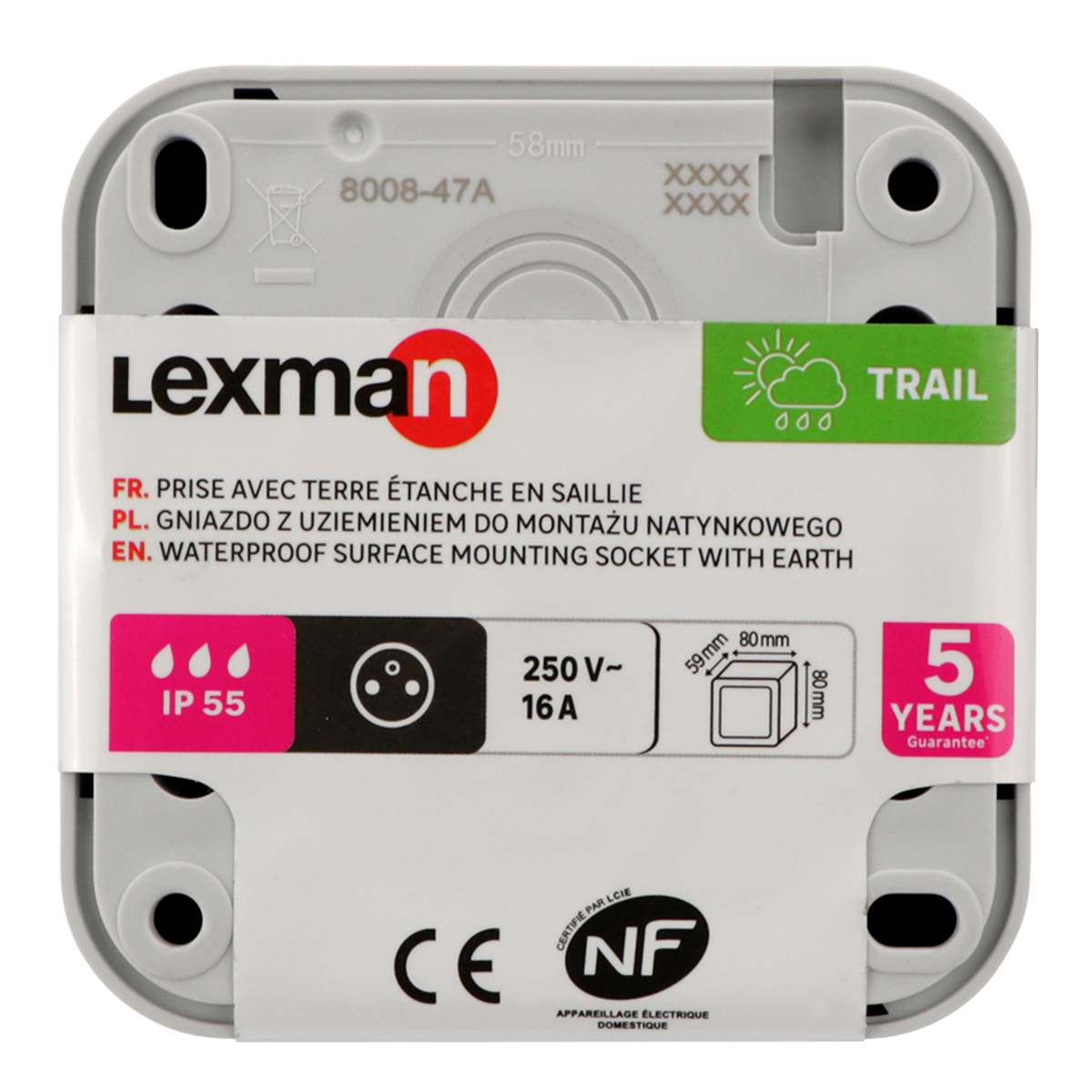 Prise avec terre étanche complet Trail, LEXMAN gris - 9