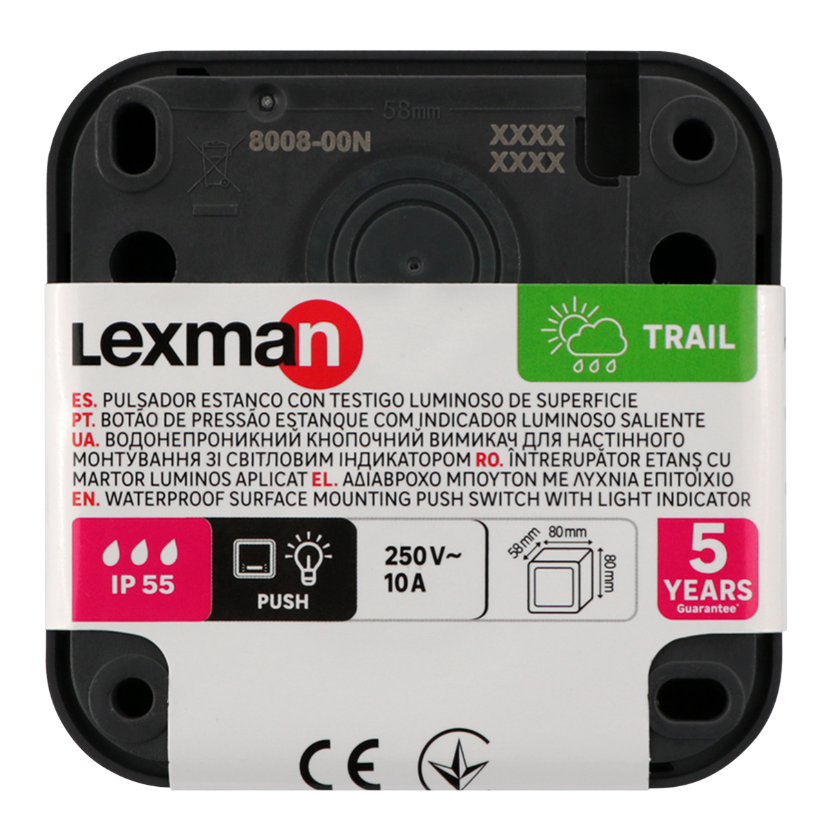 Pulsador con luz LEXMAN Trail IP55 color antracita - 11