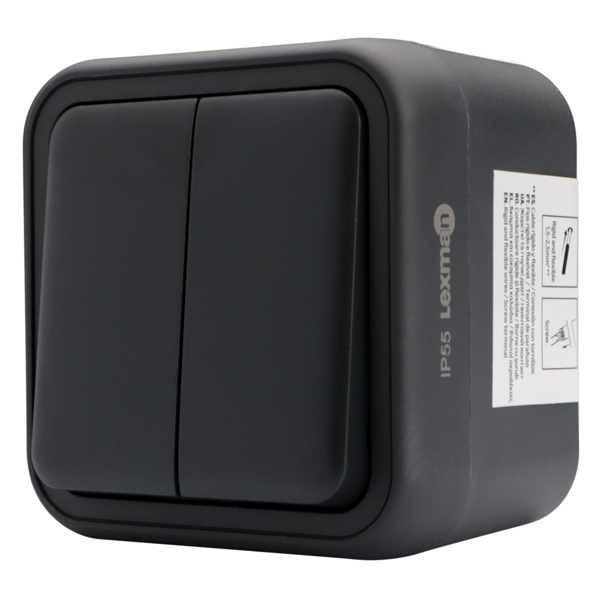Interruptor duplo exterior LEXMAN TRAIL ANTRACITE IP55 - 6