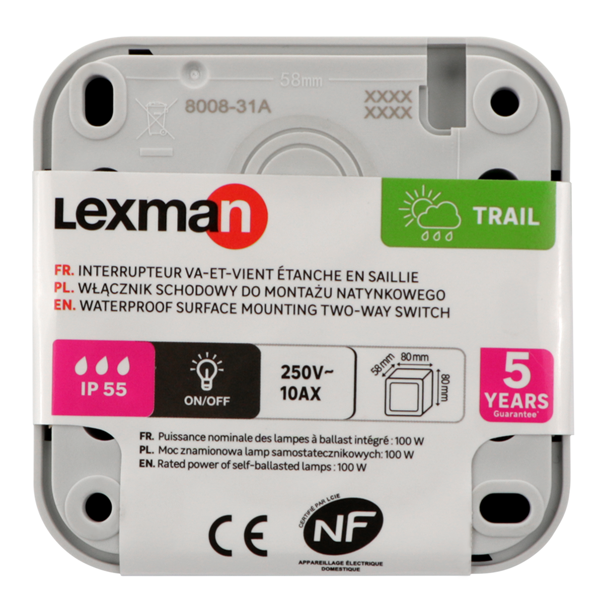 Interrupteur va-et-vient Trail,LEXMAN gris - 8
