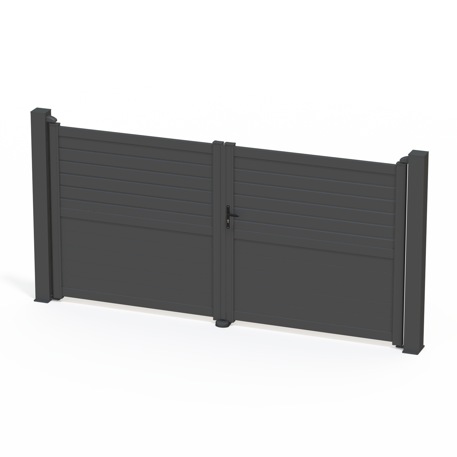 Portail battant aluminium Carnac noir sablé Klos up!, l.350 x H.175.8 cm - 3