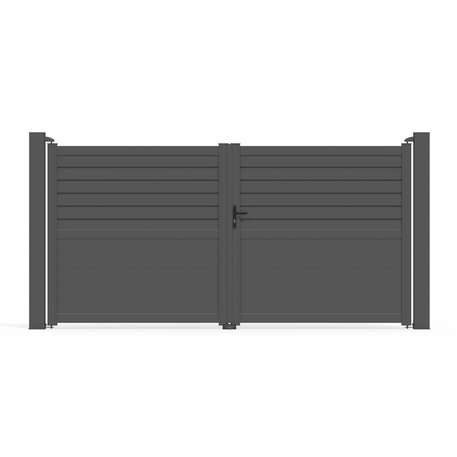 Portail battant aluminium Carnac noir sablé Klos up!, l.350 x H.175.8 cm - 2