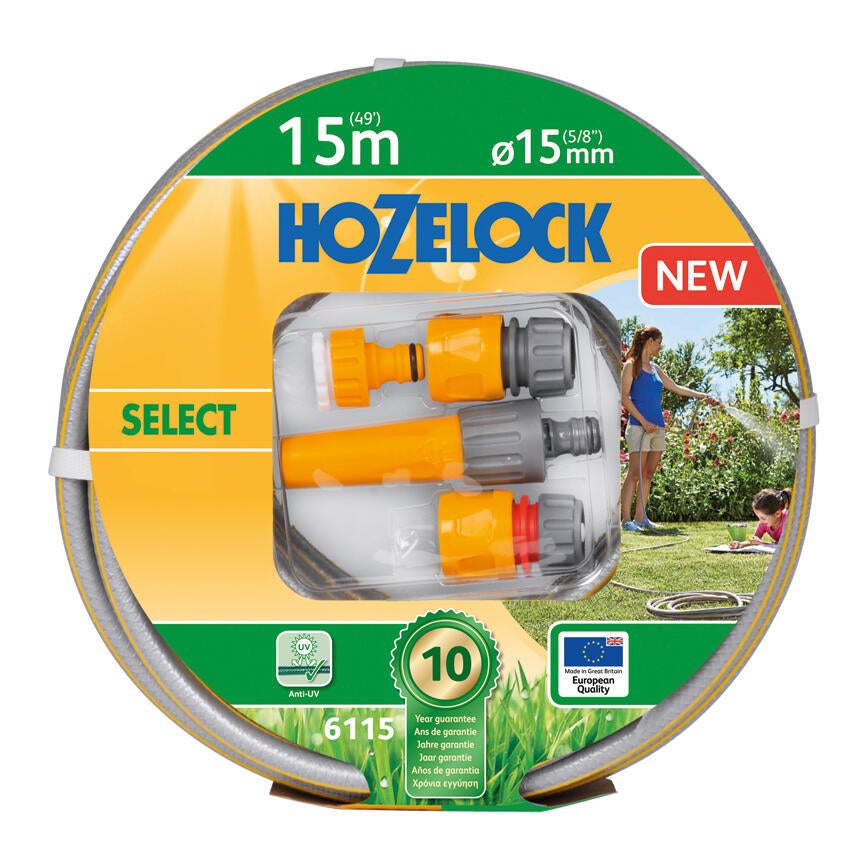 Kit manguera 15mm de ø y 15 m de longitud hozelock