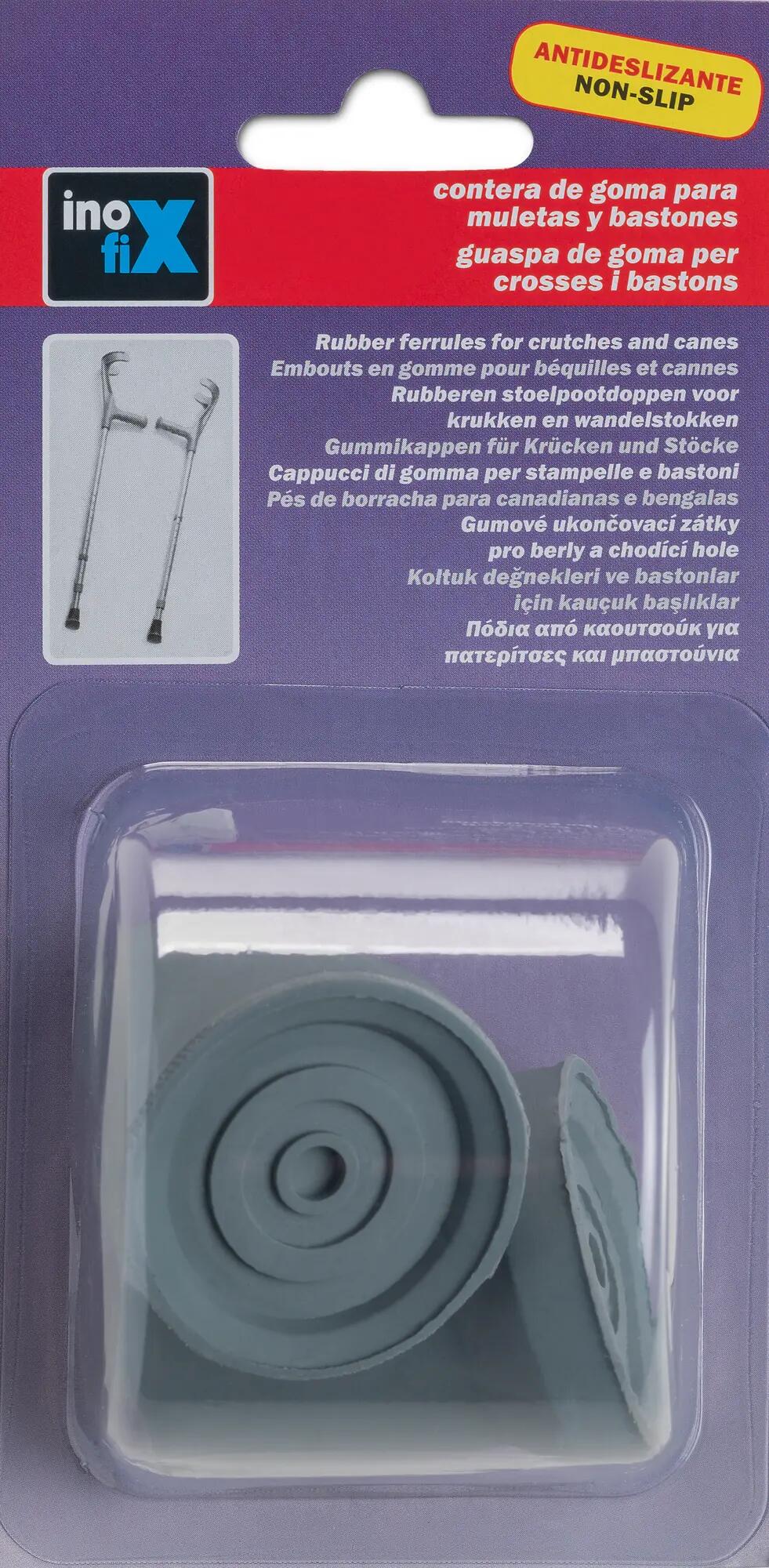 Contera exterior de goma gris ø 19 mm con ventosa. Especial para muletas - 3