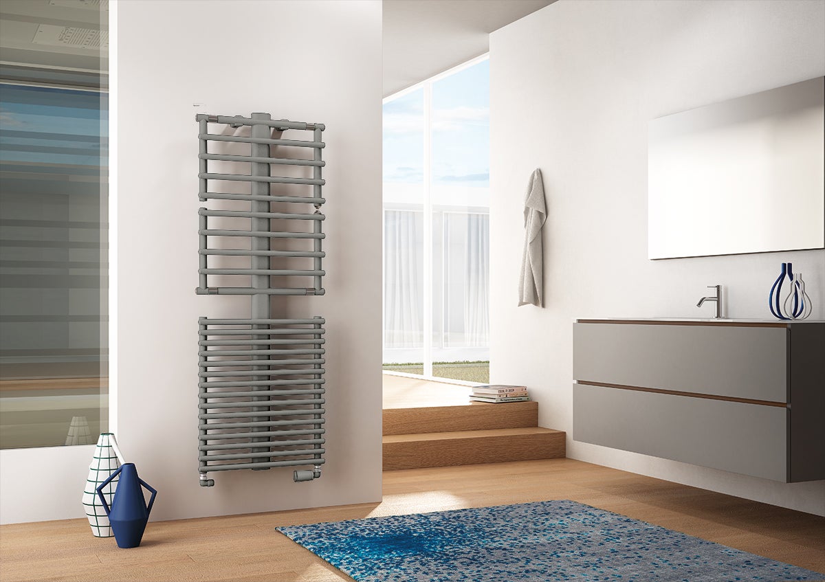 Scaldasalviette ad acqua calda IRSAP GET UP grigio perla interasse 500 mm, L 55 x H 107.6 cm - 2