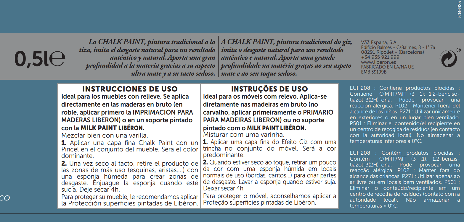 Pintura Chalk Paint LIBERON 500ml azul glacial - 7